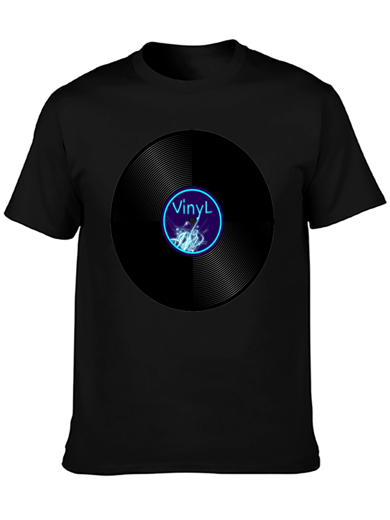 Black Vinyl Record Graphic Tee - Cool Music Lover T-Shirt view 3