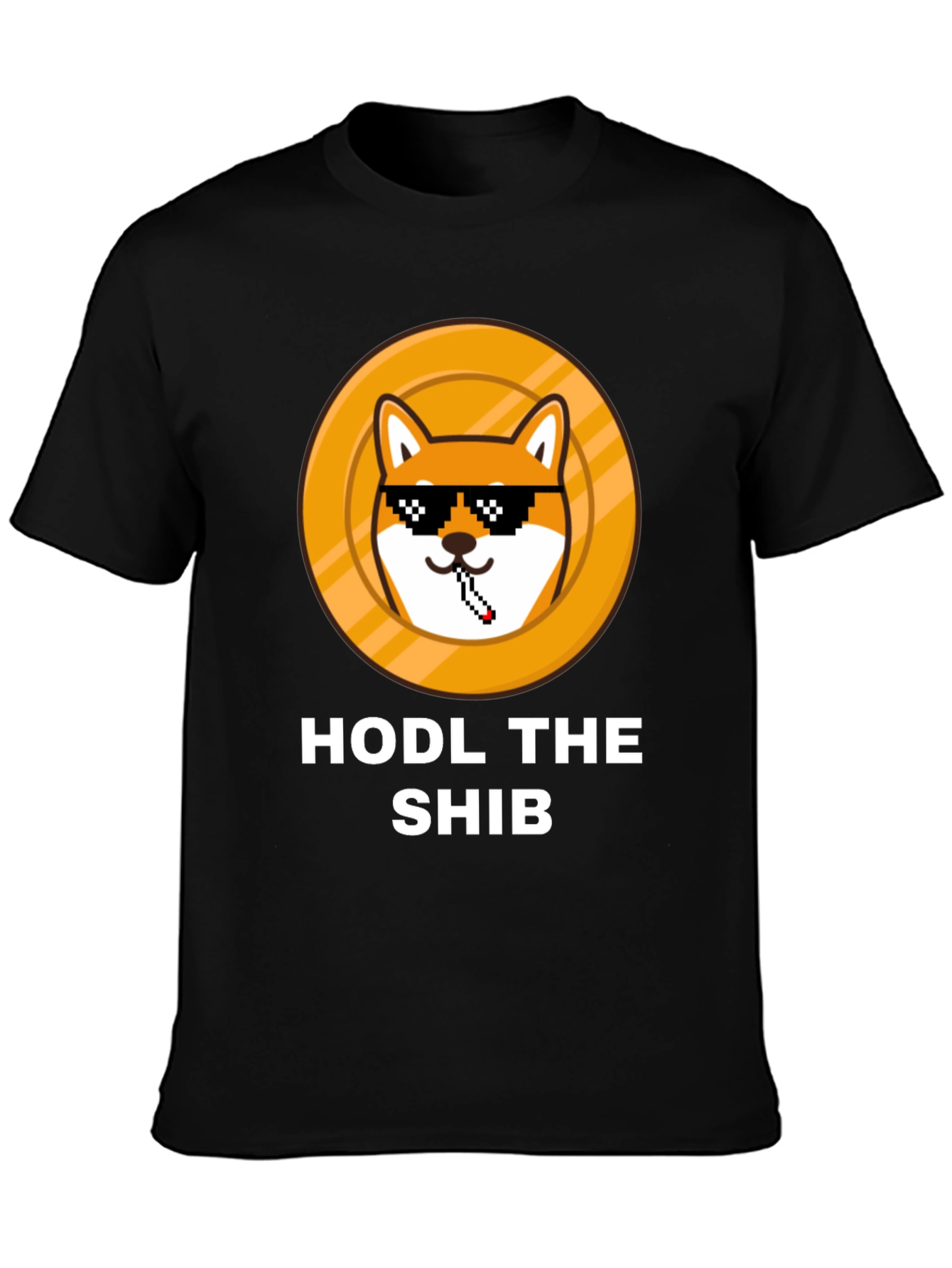 Black HODL THE SHIB Black T-Shirt view 3