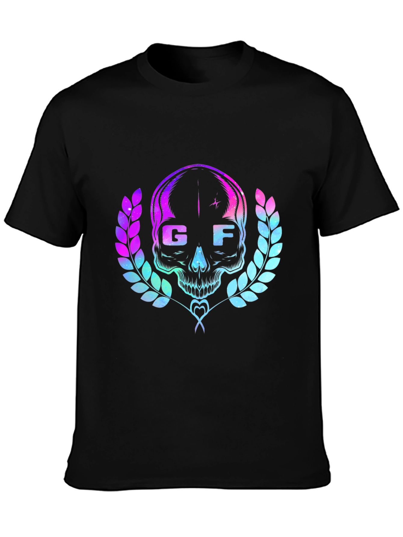 Black GF Skull Graphic Tee - Cool Retro Design view 3