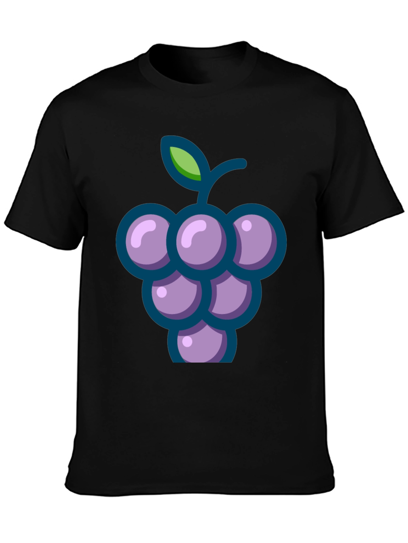 Black Grapes Graphic Tee - Casual Black T-Shirt view 3
