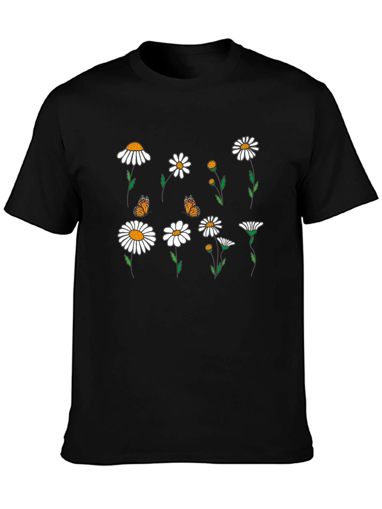 Black Floral Butterfly Graphic Tee - Black Casual T-Shirt view 3