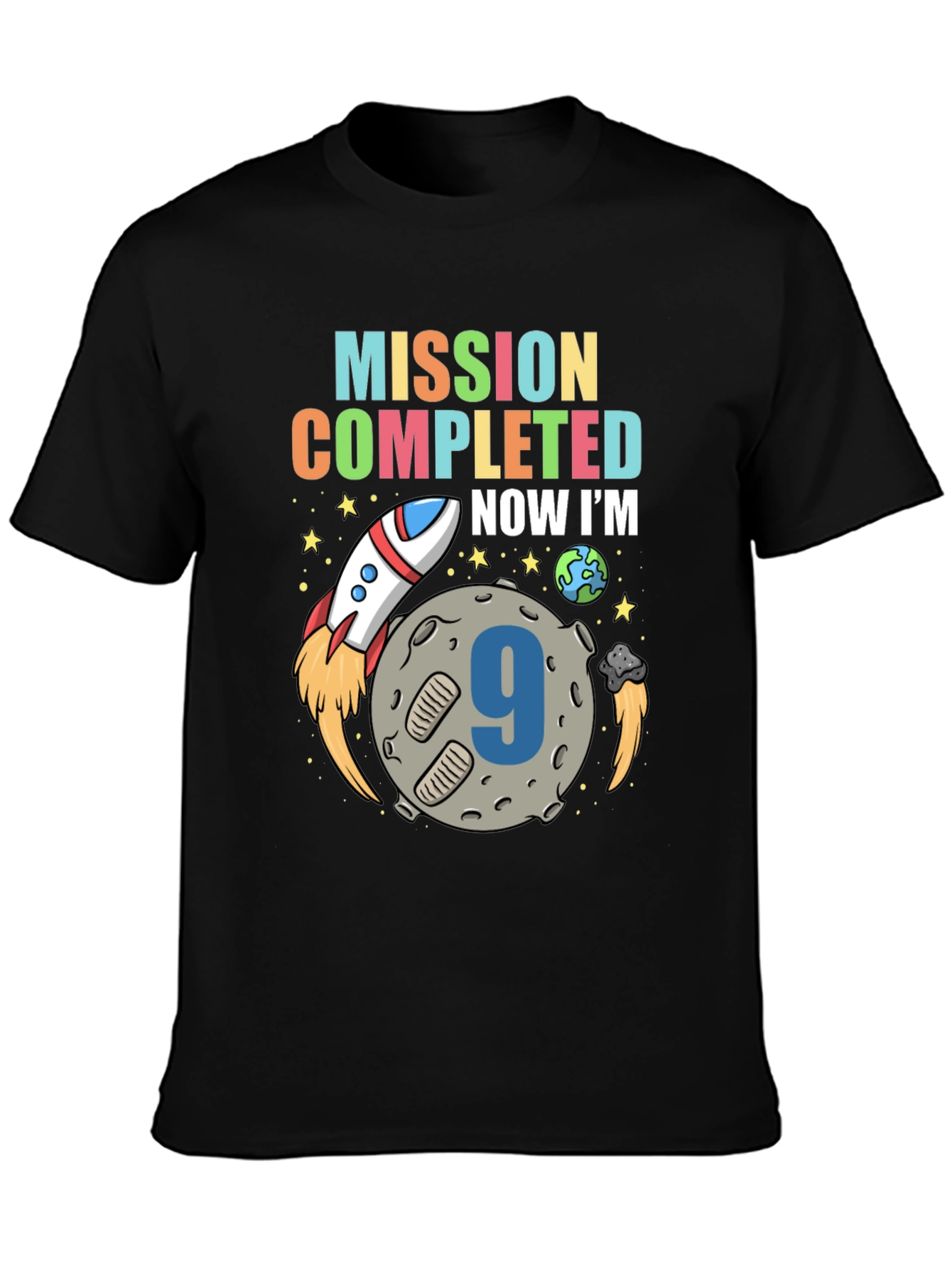Black Mission Completed Birthday Boy T-shirt view 3