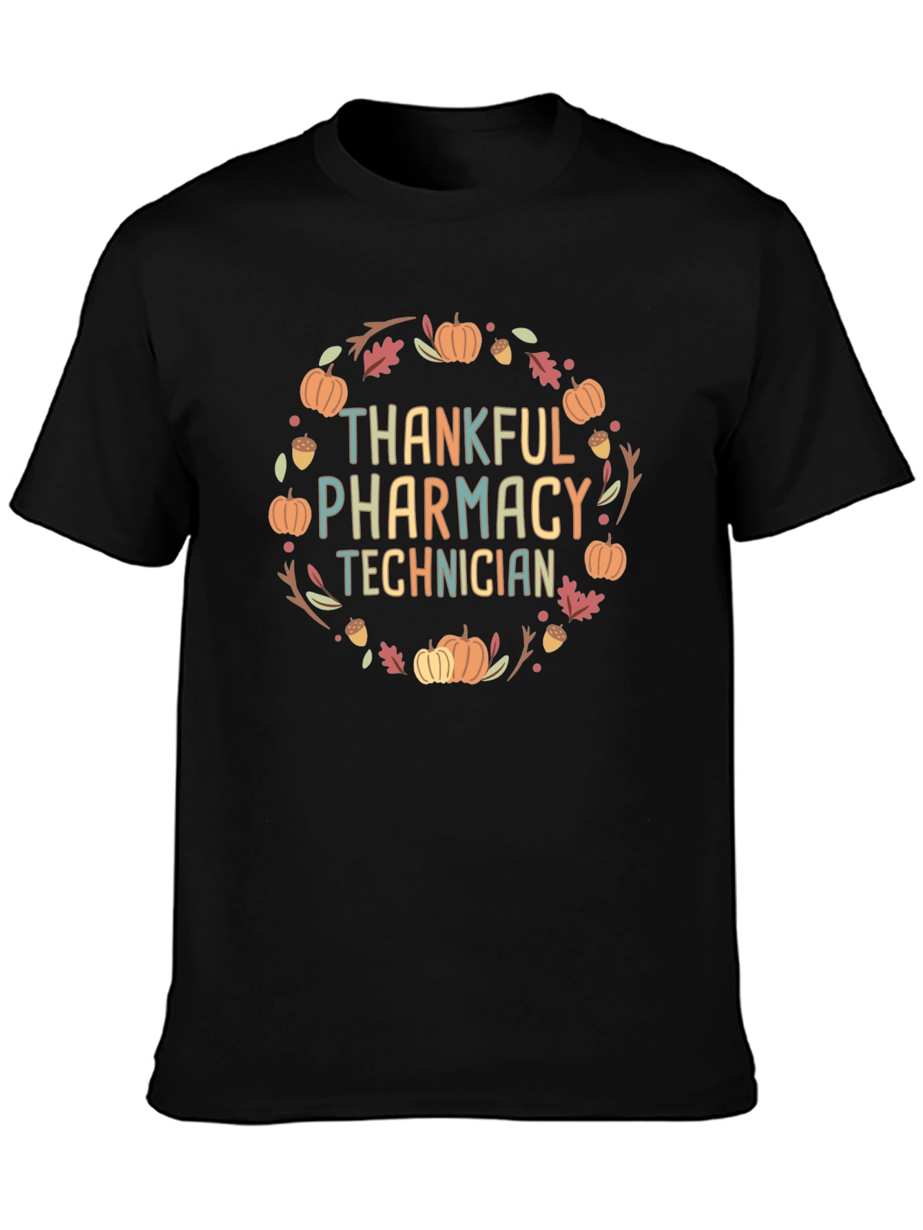Black Thankful Pharmacy Technician T-Shirt, Fall Design view 3