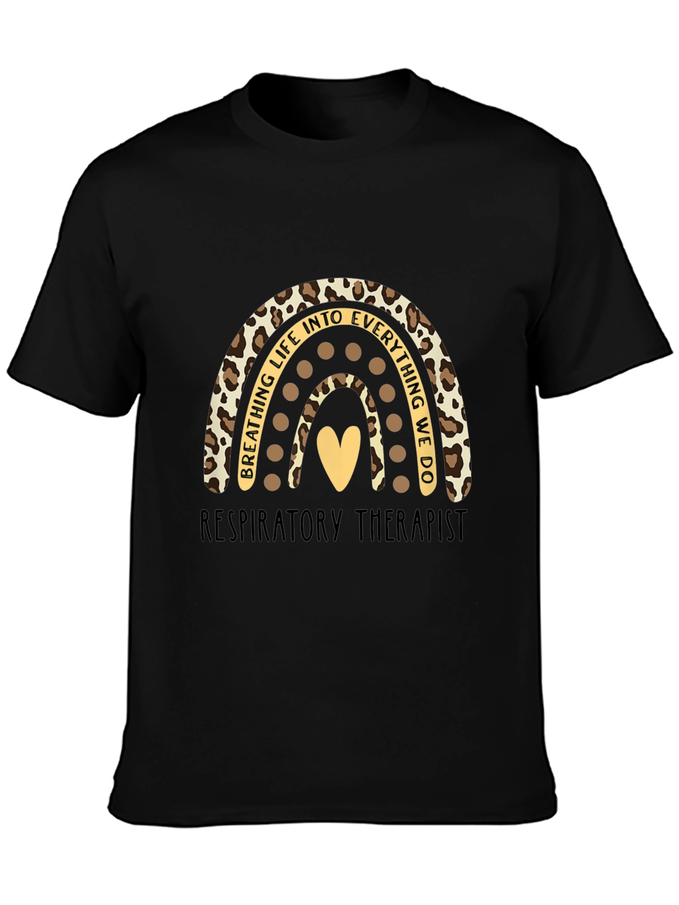 Black Respiratory Therapist Rainbow Graphic Tee view 3