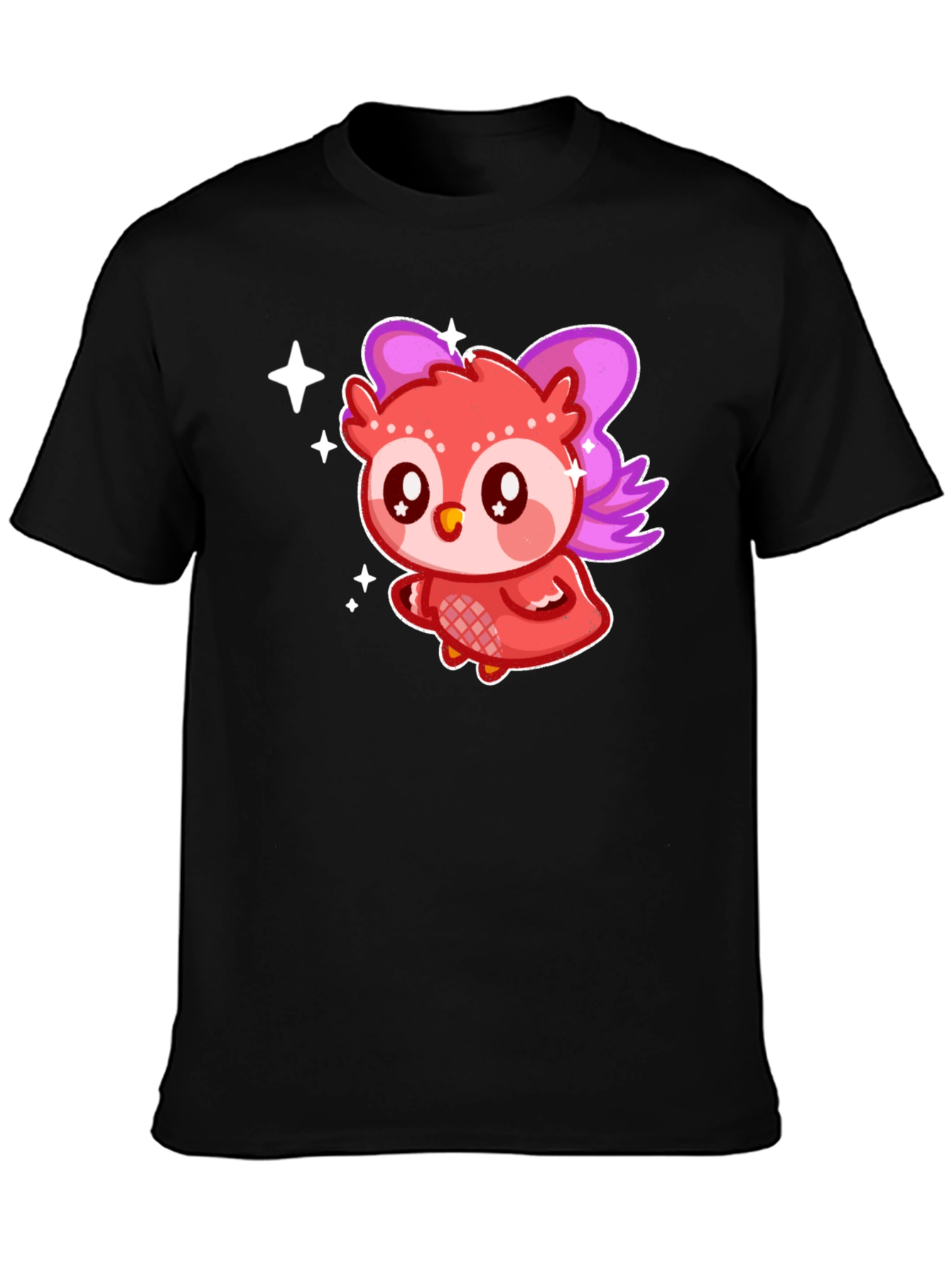 Black Cute Kawaii Owl T-Shirt view 3