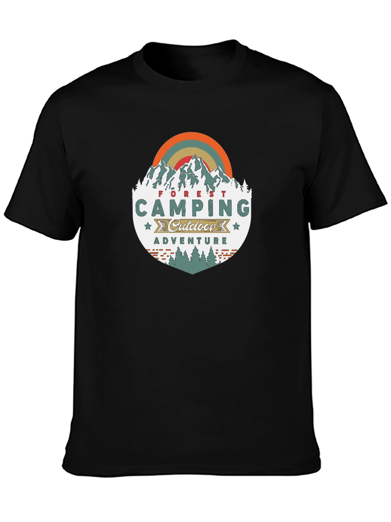 Black Camping Adventure Graphic Tee - Outdoors view 3
