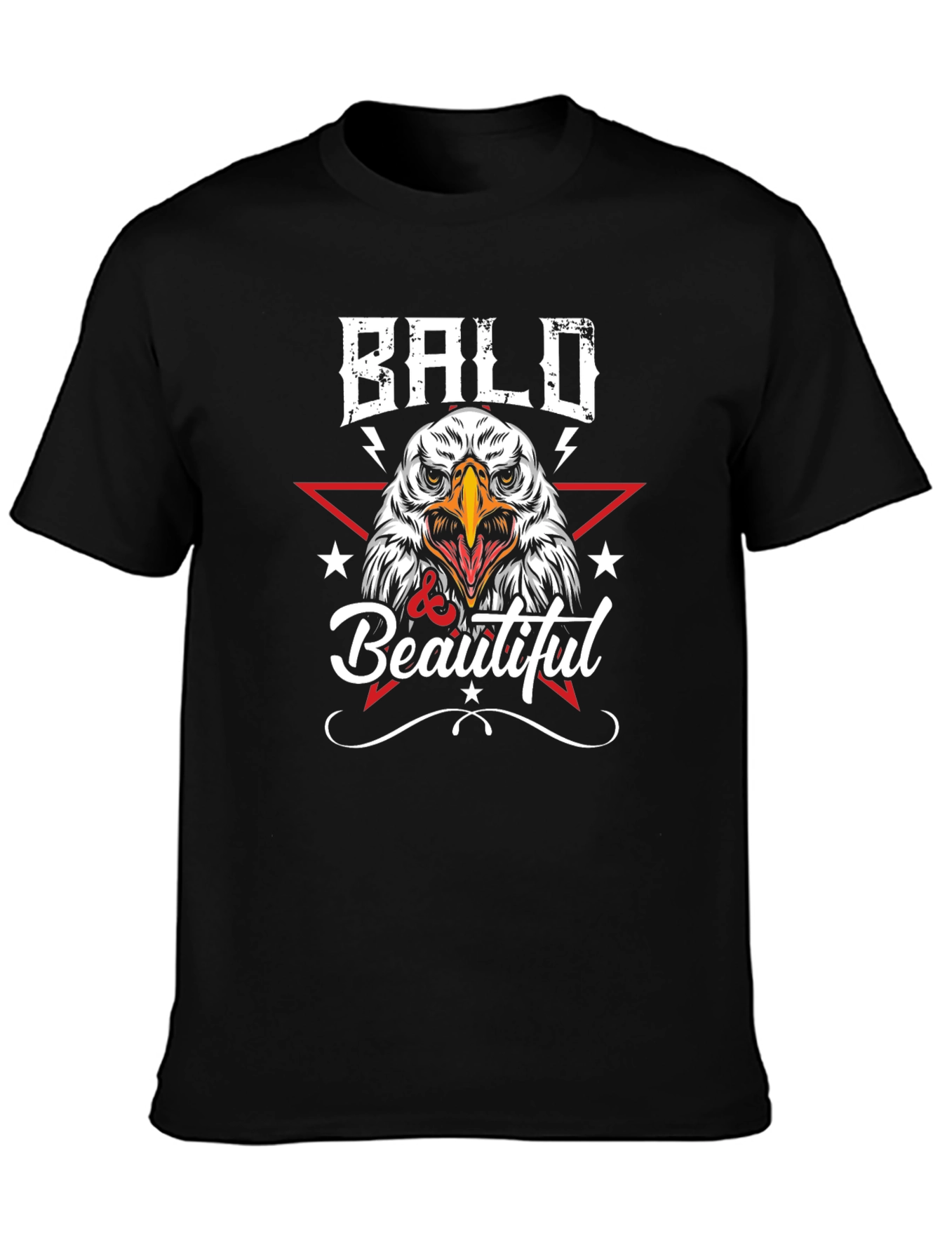 Black Bald & Beautiful Eagle Graphic T-Shirt view 3