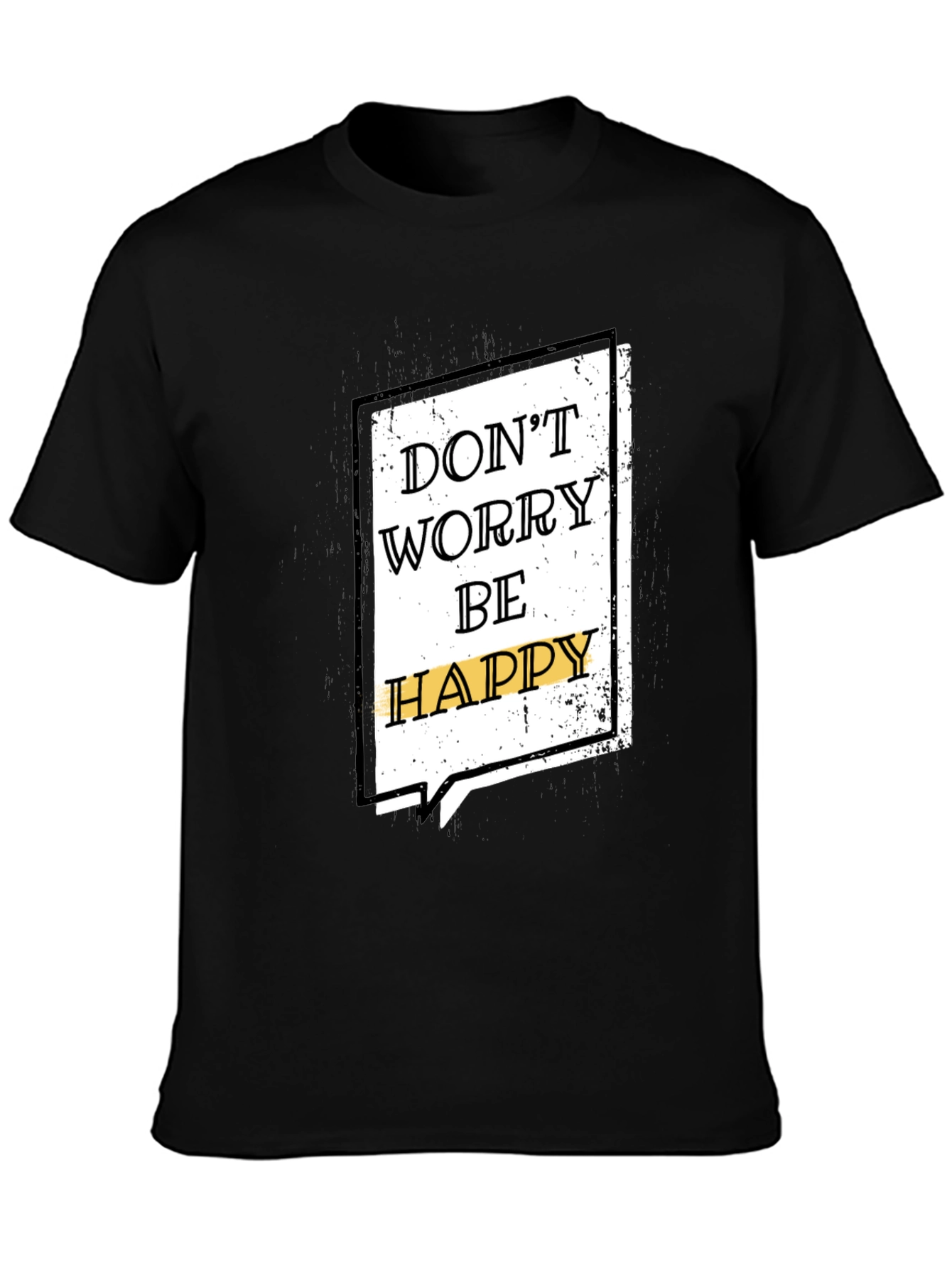 Black Don't Worry Be Happy Graphic Tee view 3