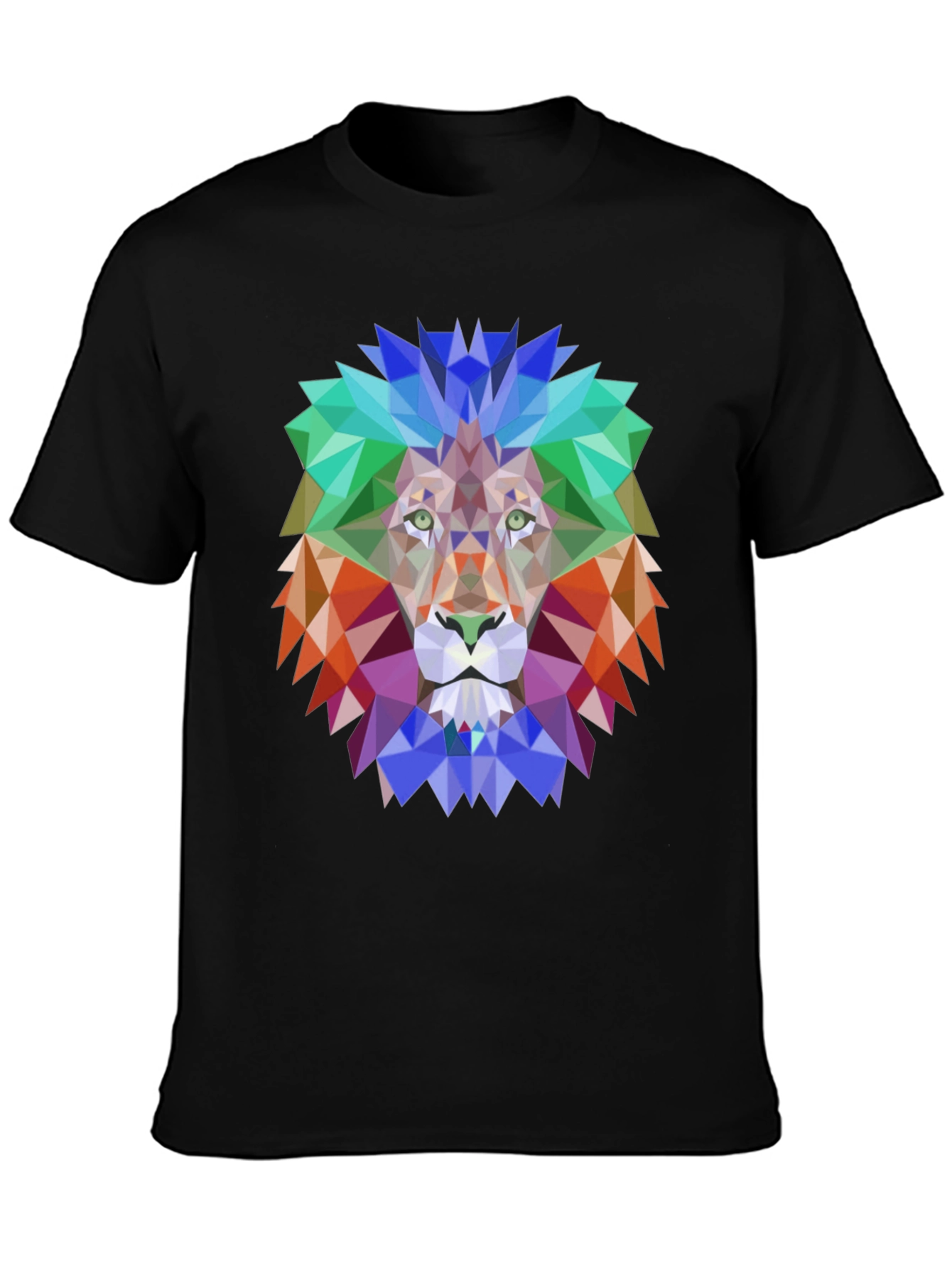 Black Geometric Lion Graphic Tee - Bold Design, Black Shirt view 3
