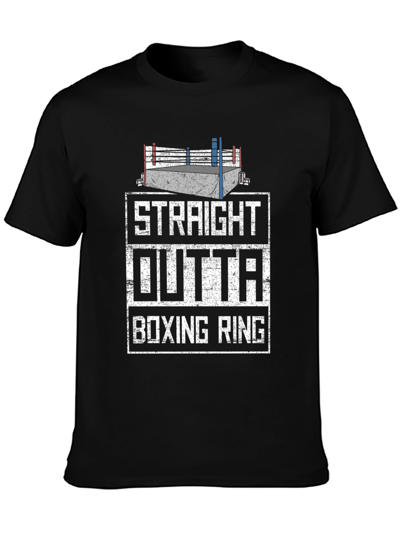 Black Straight Outta Boxing Ring Graphic Tee view 3