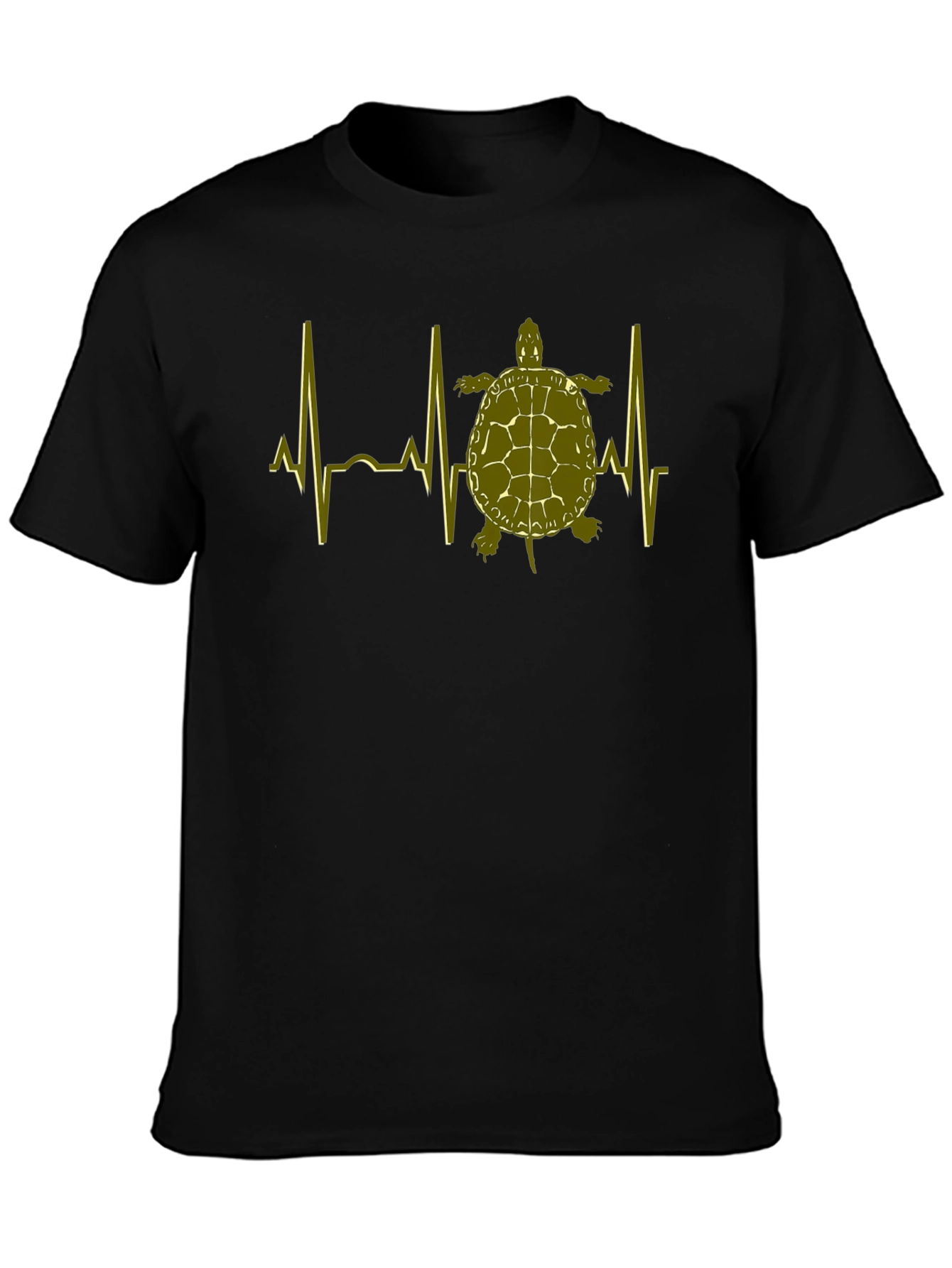 Black Turtle Heartbeat T-Shirt - Black Cotton Tee view 3