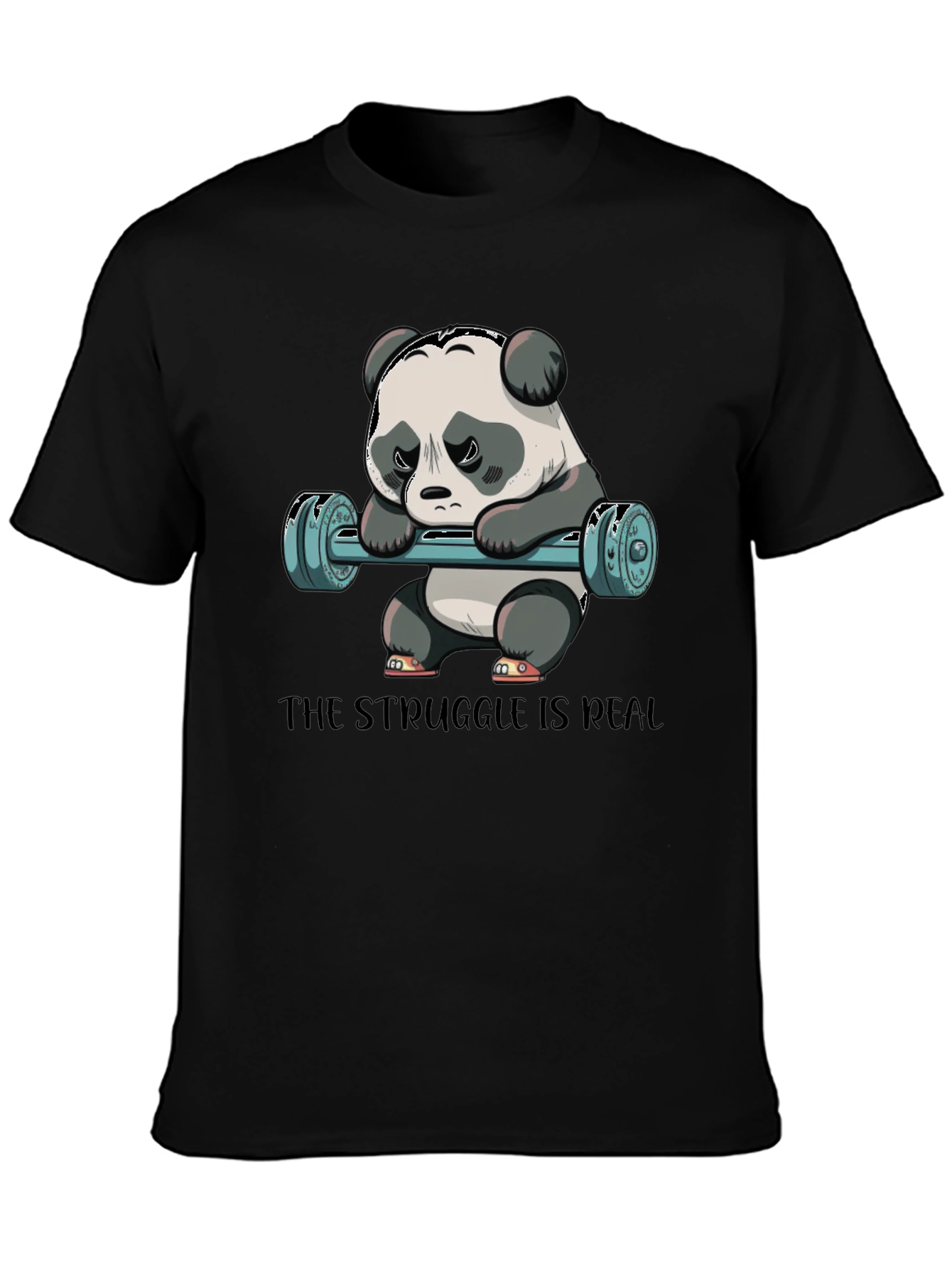 Black Struggle is Real Panda Workout T-Shirt view 3