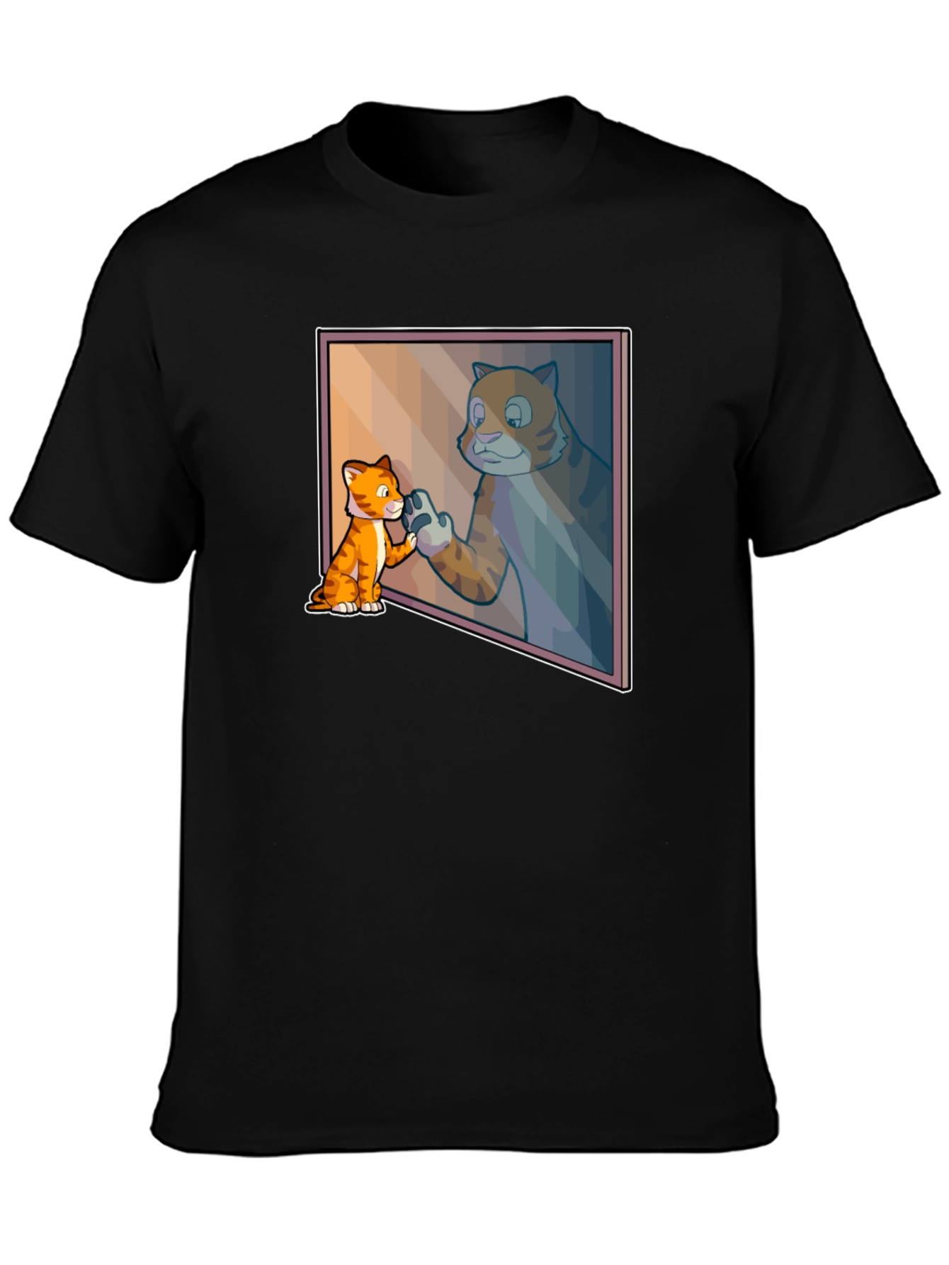 Black Cat Mirror Image Graphic Tee - Funny Animal T-Shirt view 3