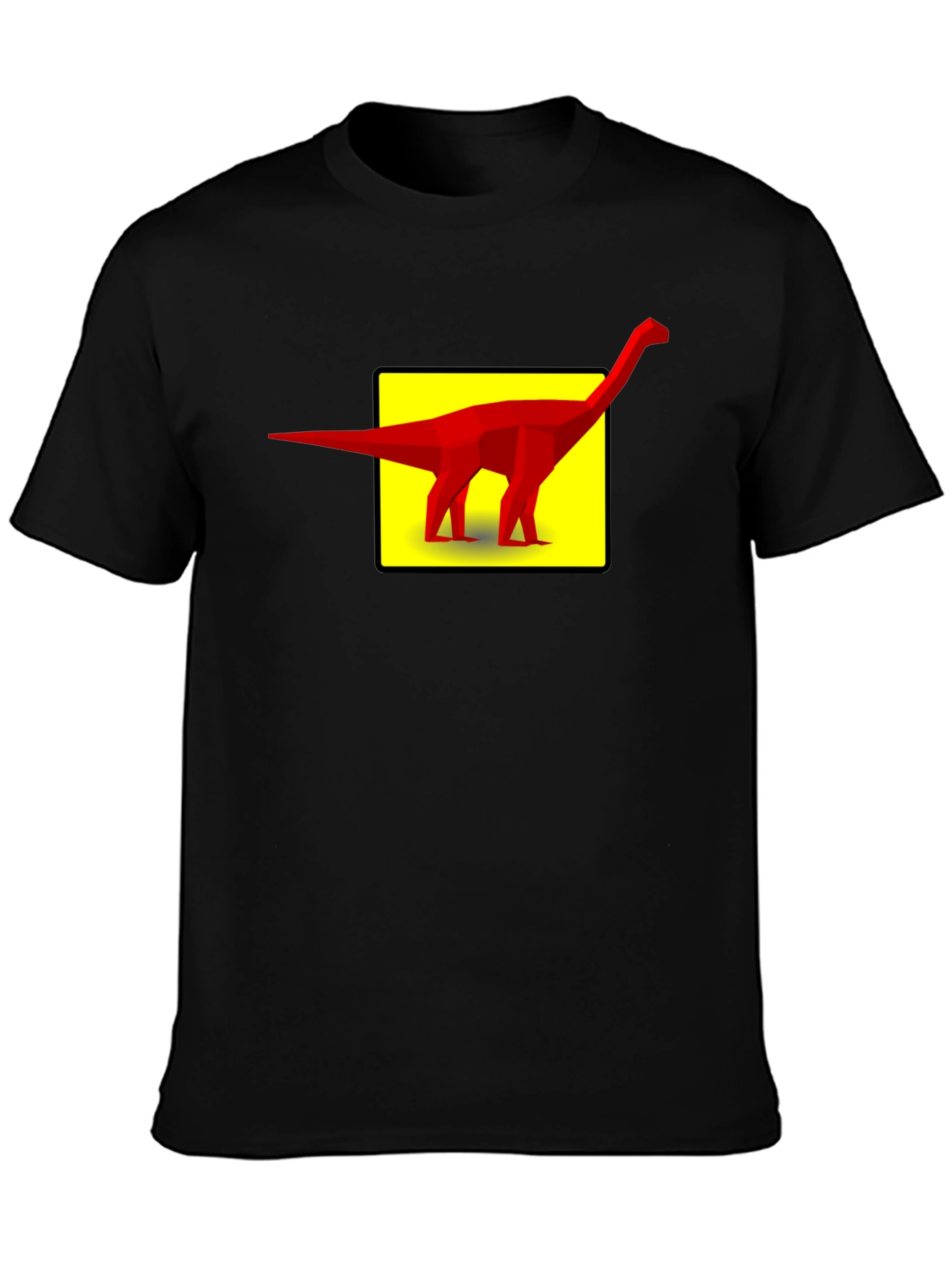 Black Geometric Dinosaur Graphic Tee - Black view 3