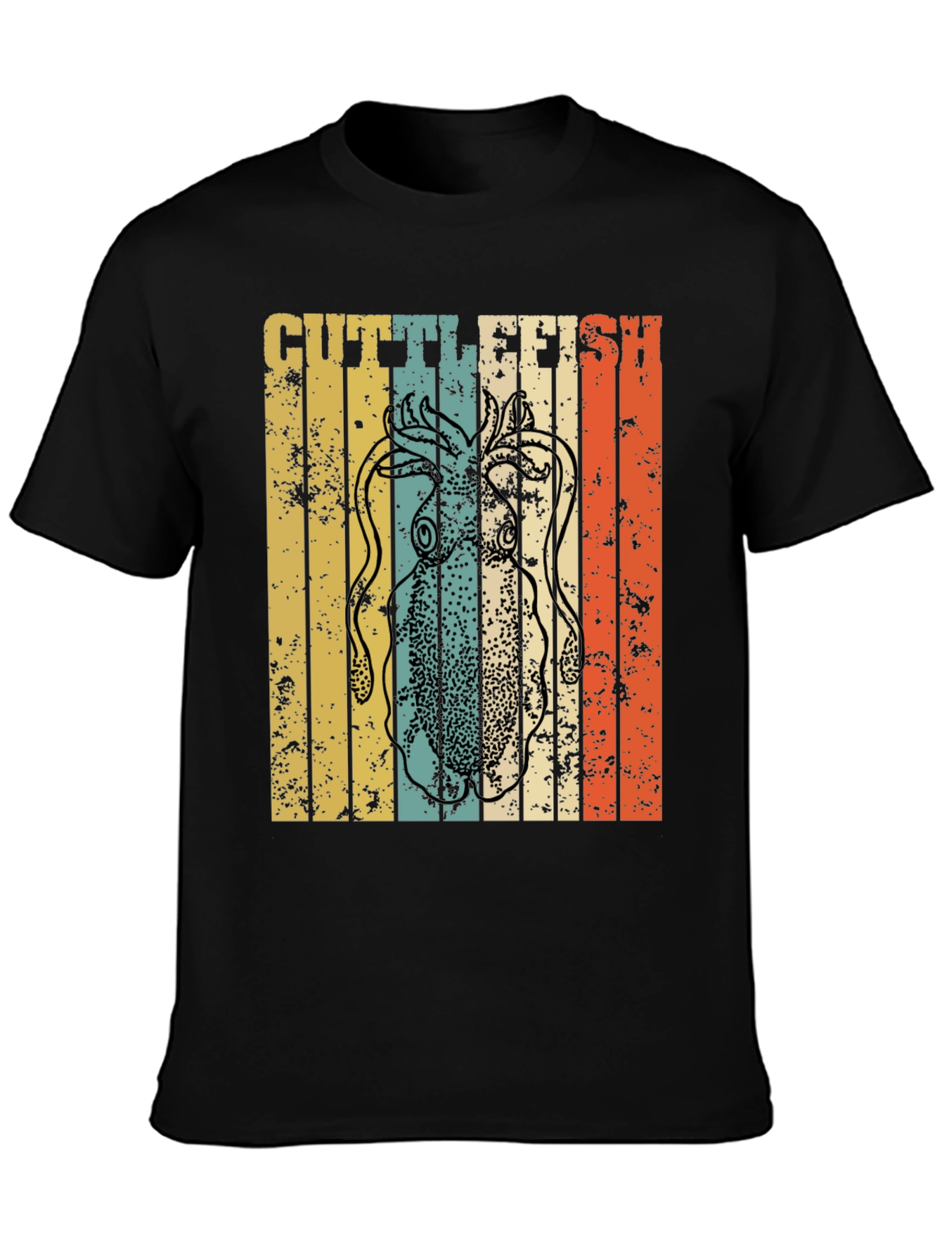 Black Retro Cuttlefish Graphic Tee view 3