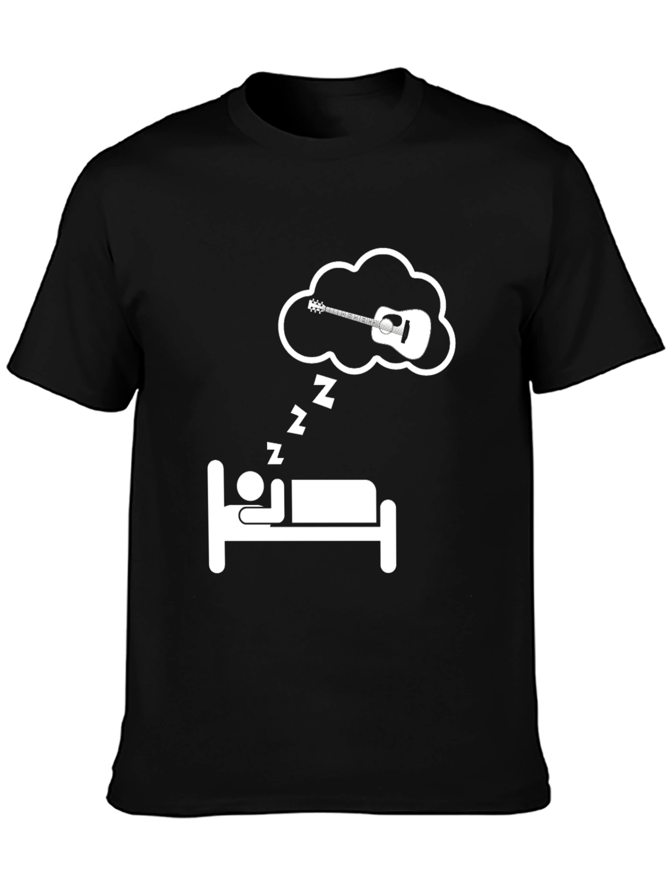Black Guitar Dreamer T-Shirt - Music Lover Sleep Tee view 3