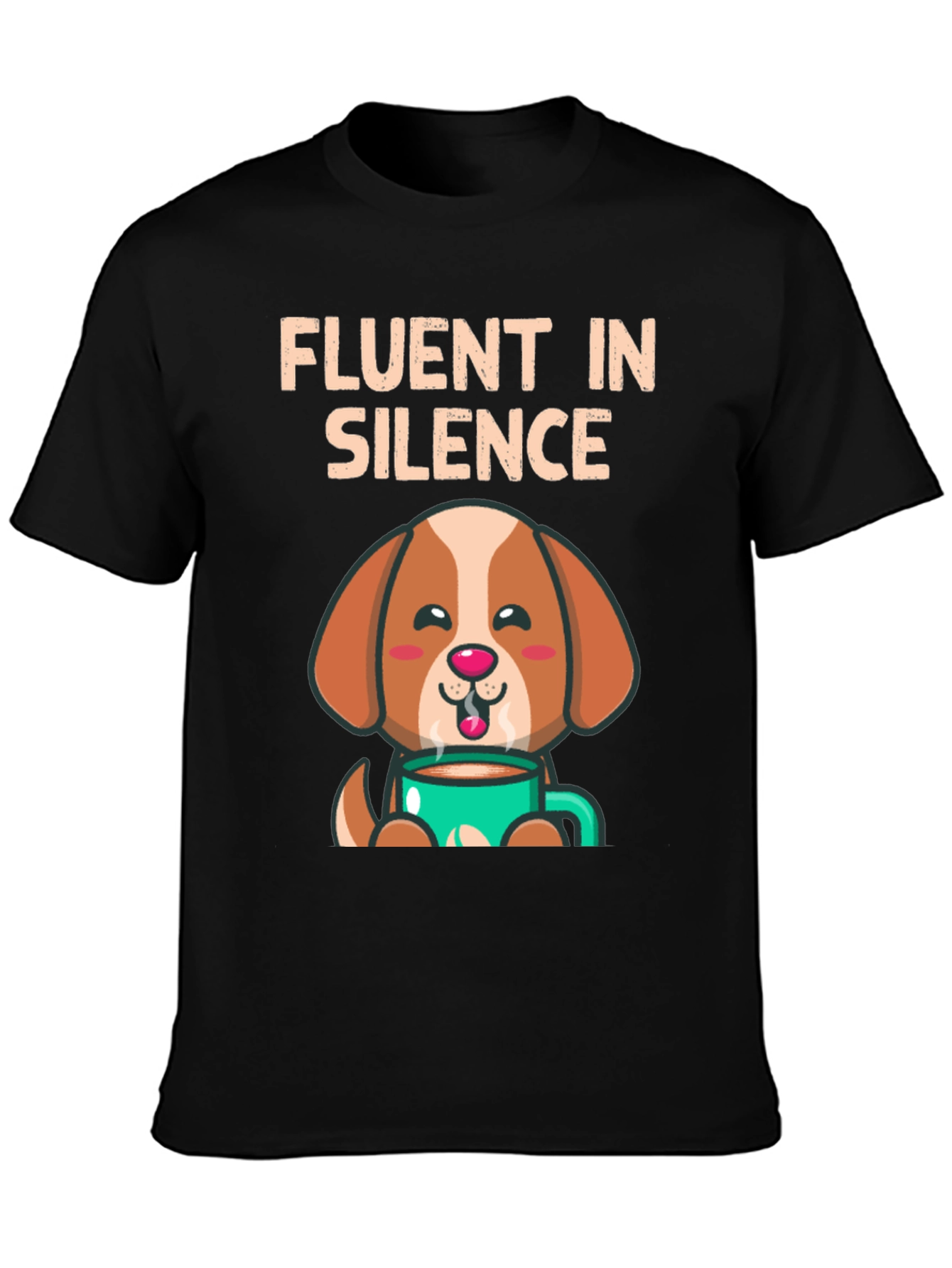 Black Fluent In Silence Coffee Dog Graphic Tee view 3