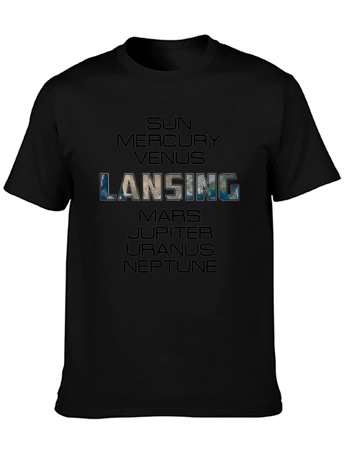 Black Lansing Planets Graphic Black T-Shirt view 3