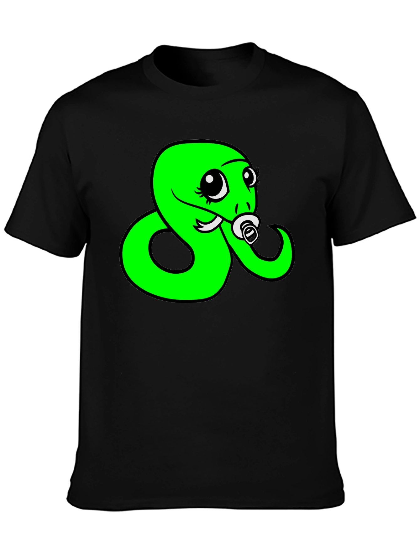 Black Funny Snake Pacifier Graphic Tee - Black view 3