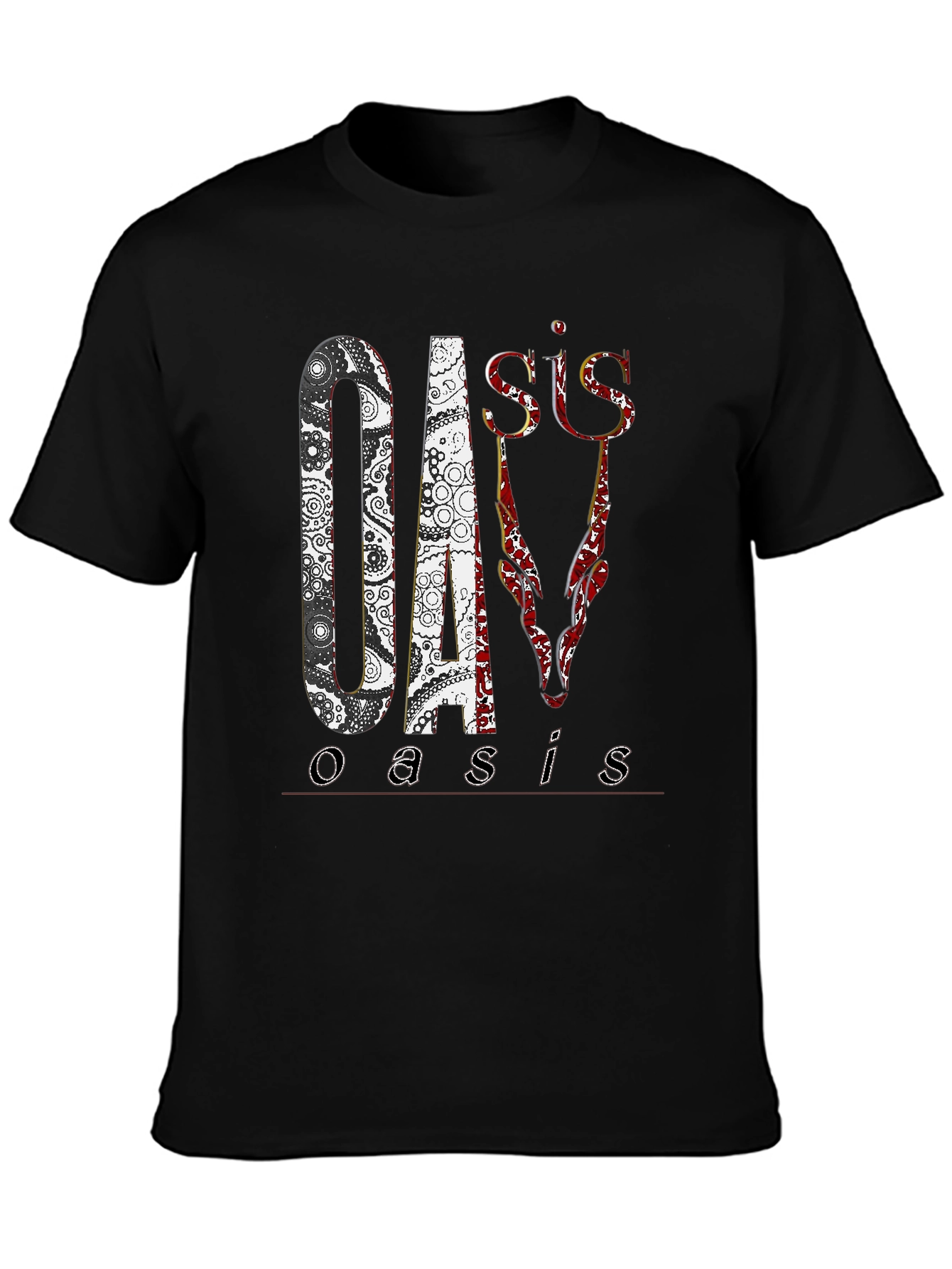 Black Oasis Band Graphic Print Black T-Shirt view 3