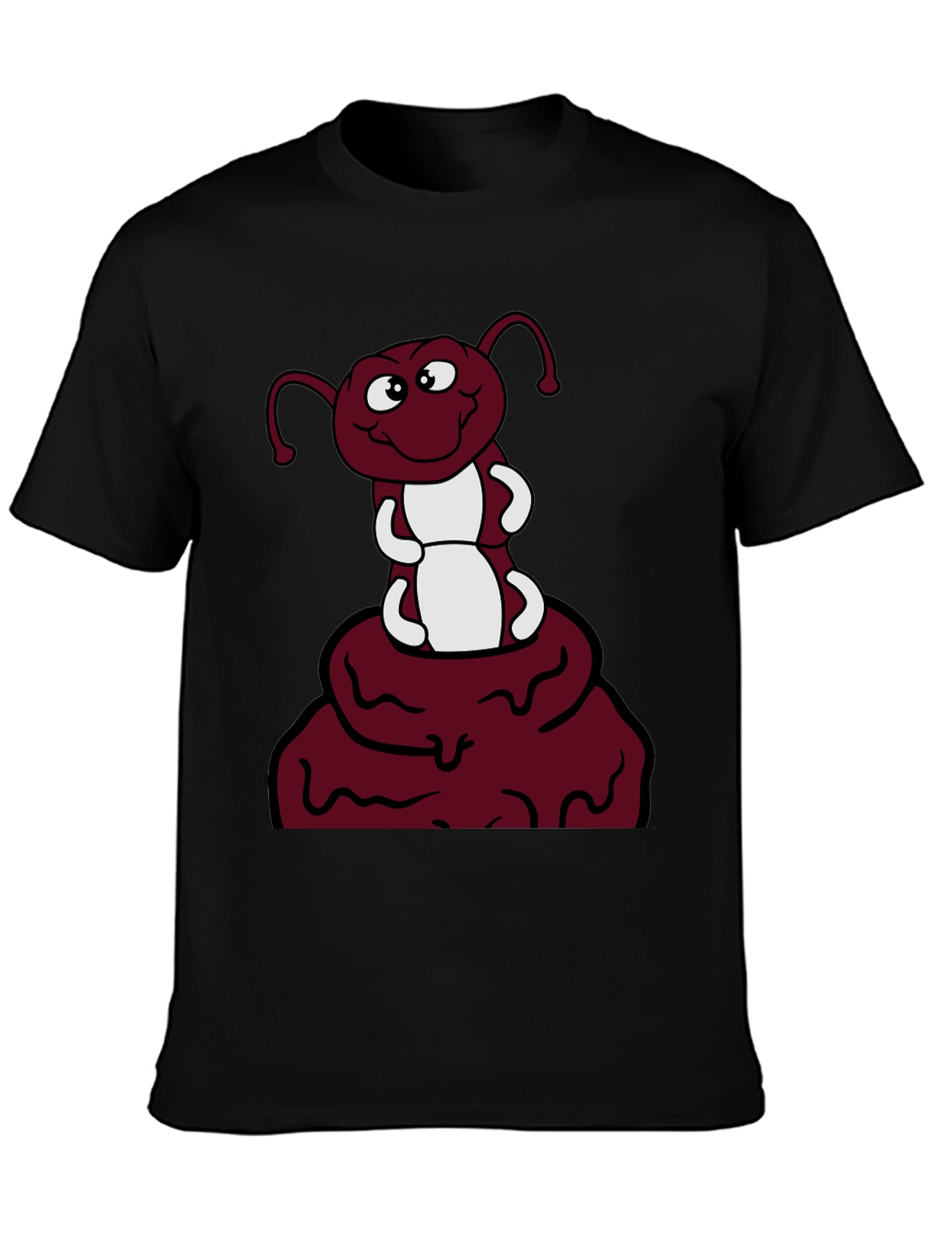 Black Funny Ant Cartoon Graphic Print Tee view 3