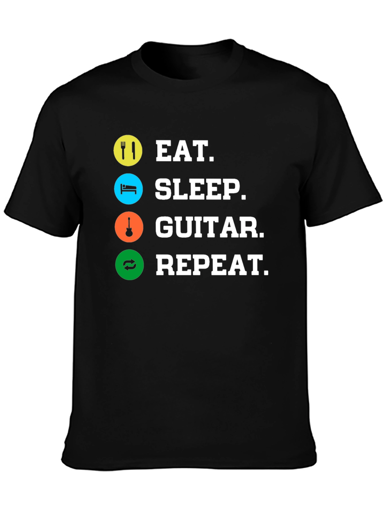 Black Eat Sleep Guitar Repeat Black T-Shirt view 3