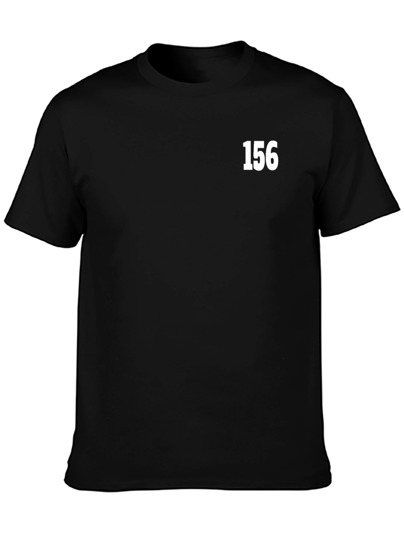 Black Black T-Shirt with '156' Text view 3