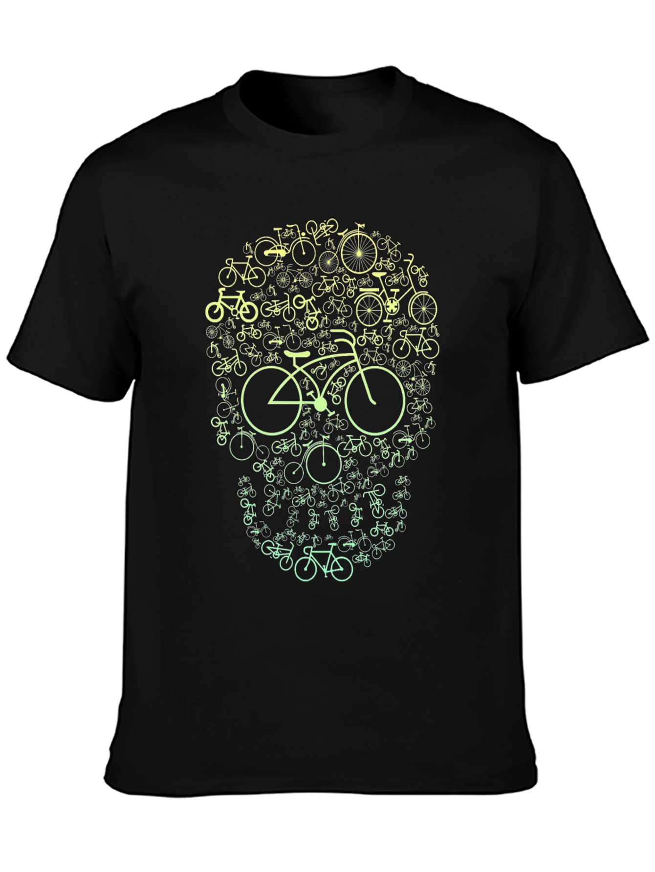 Black Bike Skull Graphic Tee - Cycling Enthusiast T-Shirt view 3