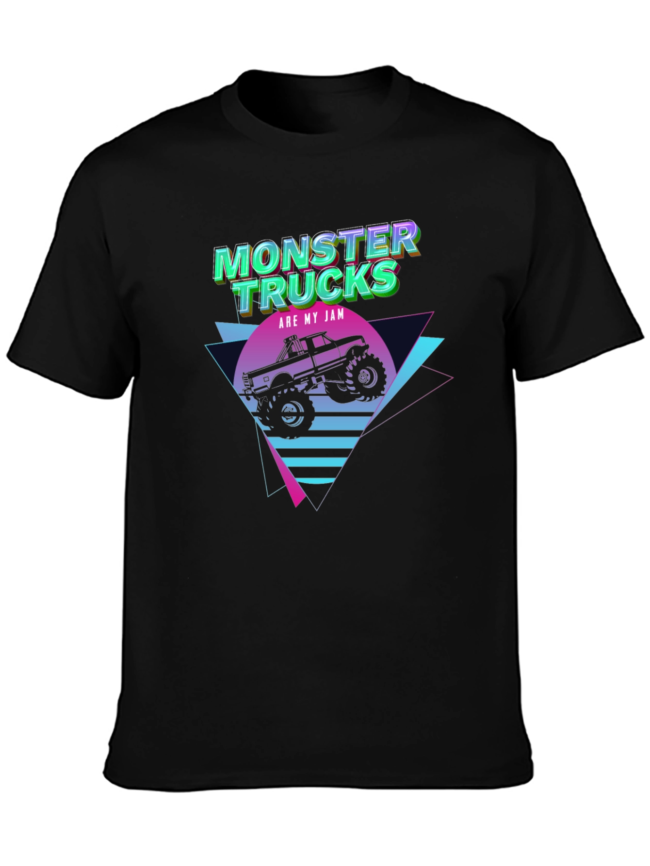 Black Monster Trucks Are My Jam Black T-Shirt view 3