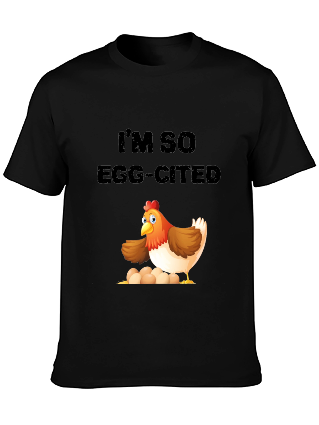 Black Egg-cited Chicken Graphic T-Shirt view 3