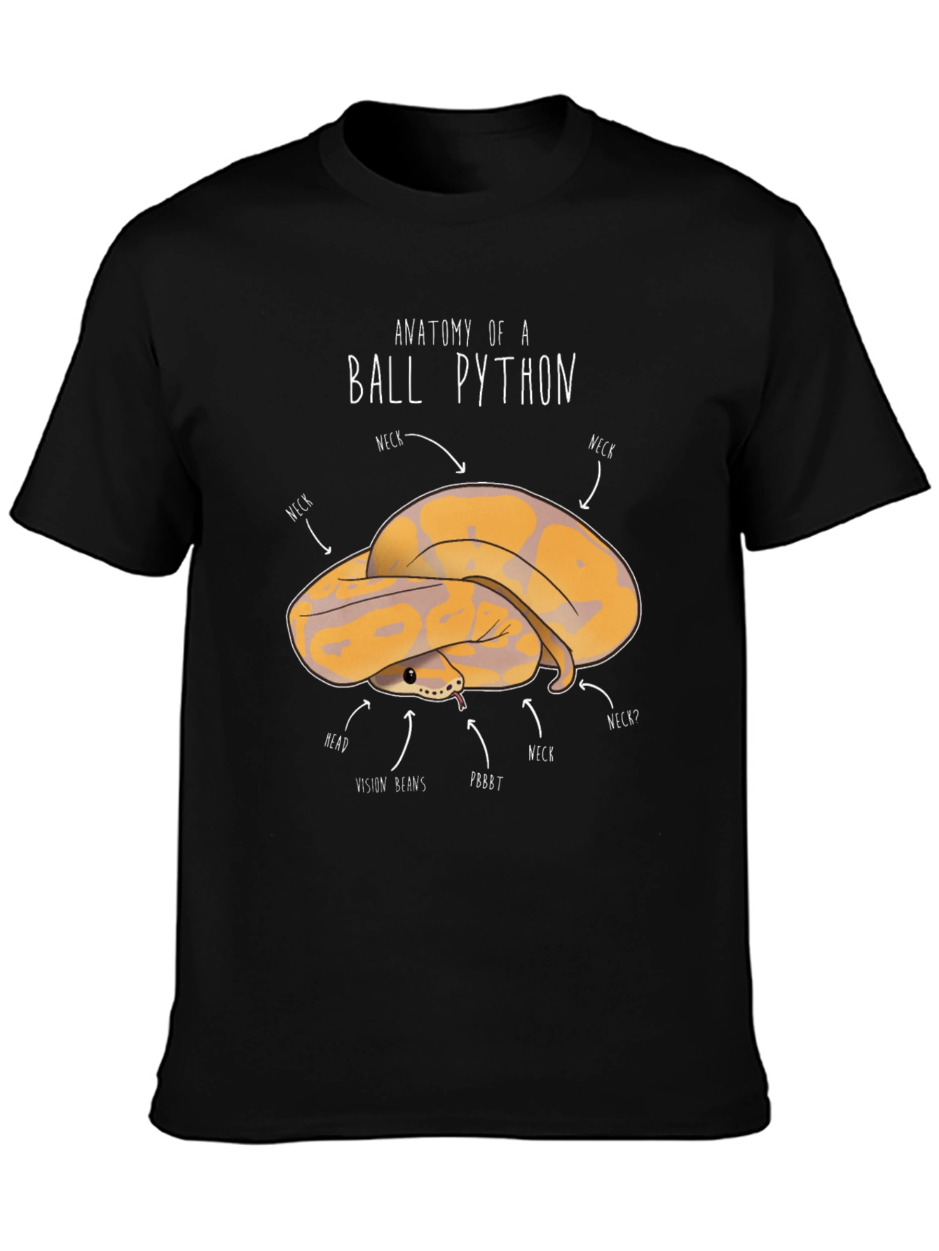 Black Anatomy of a Ball Python T-Shirt view 3
