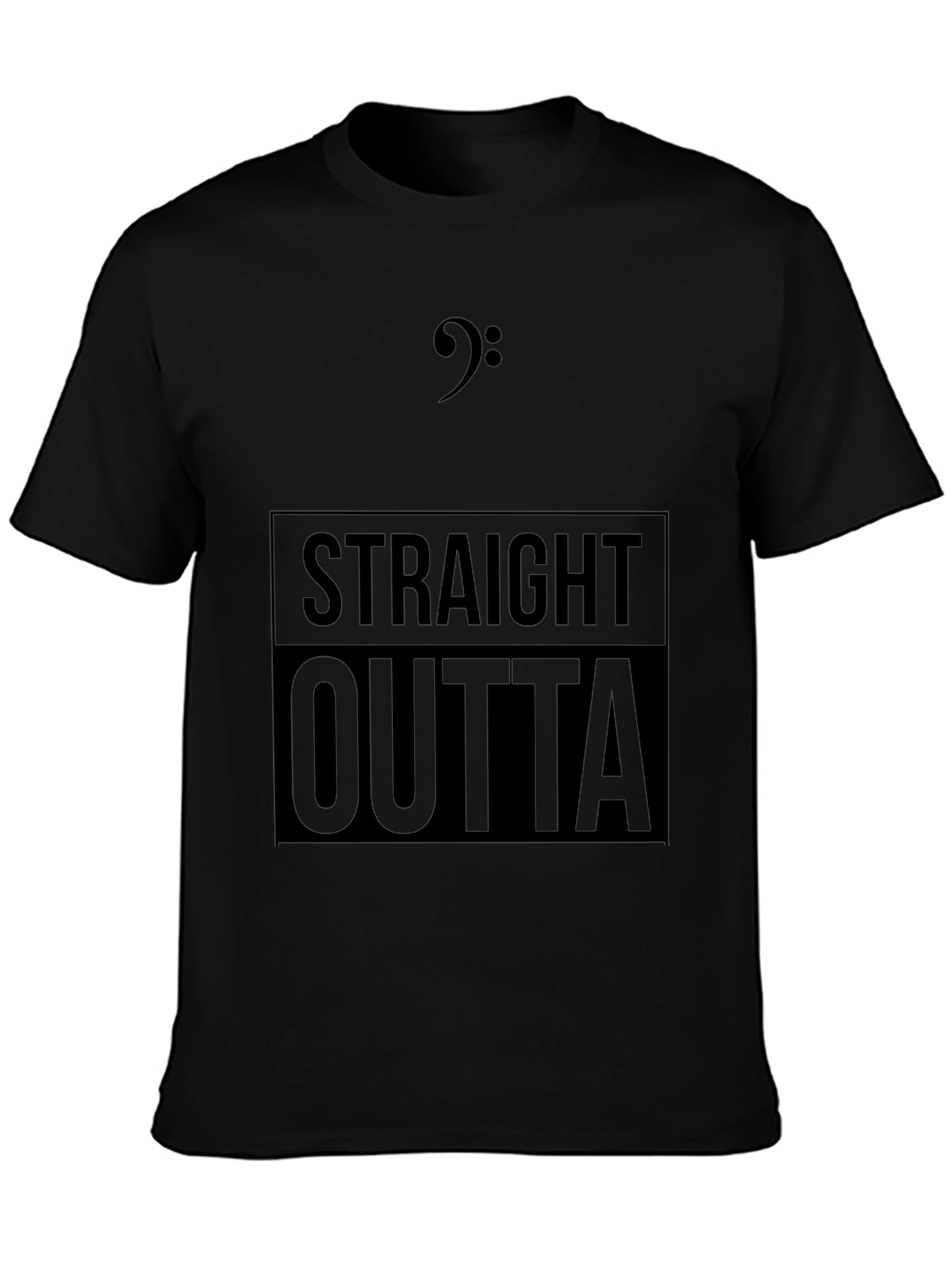 Black Straight Outta Bass Clef Black Graphic Tee view 3