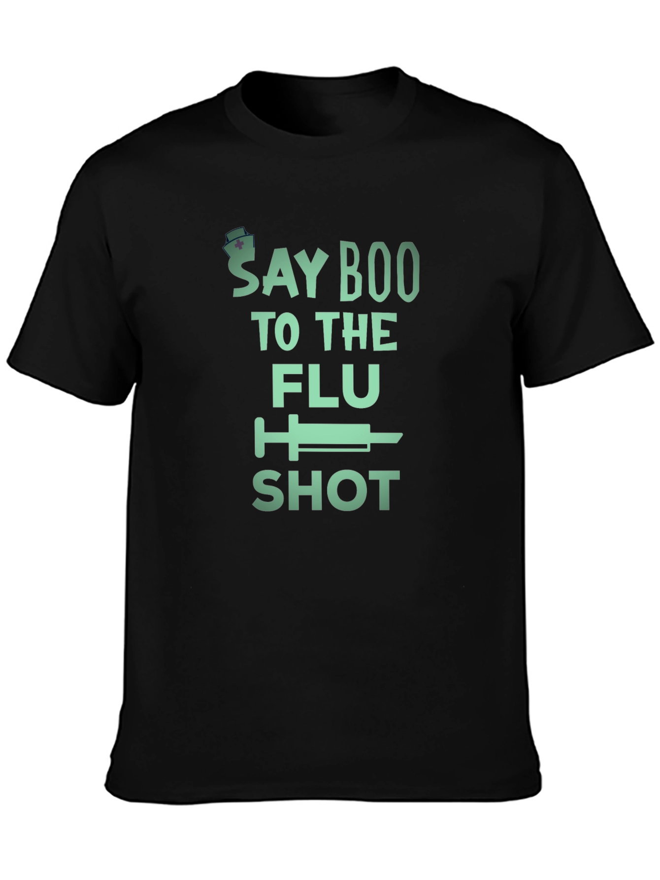 Black Say Boo to the Flu Shot T-Shirt - Unisex view 3