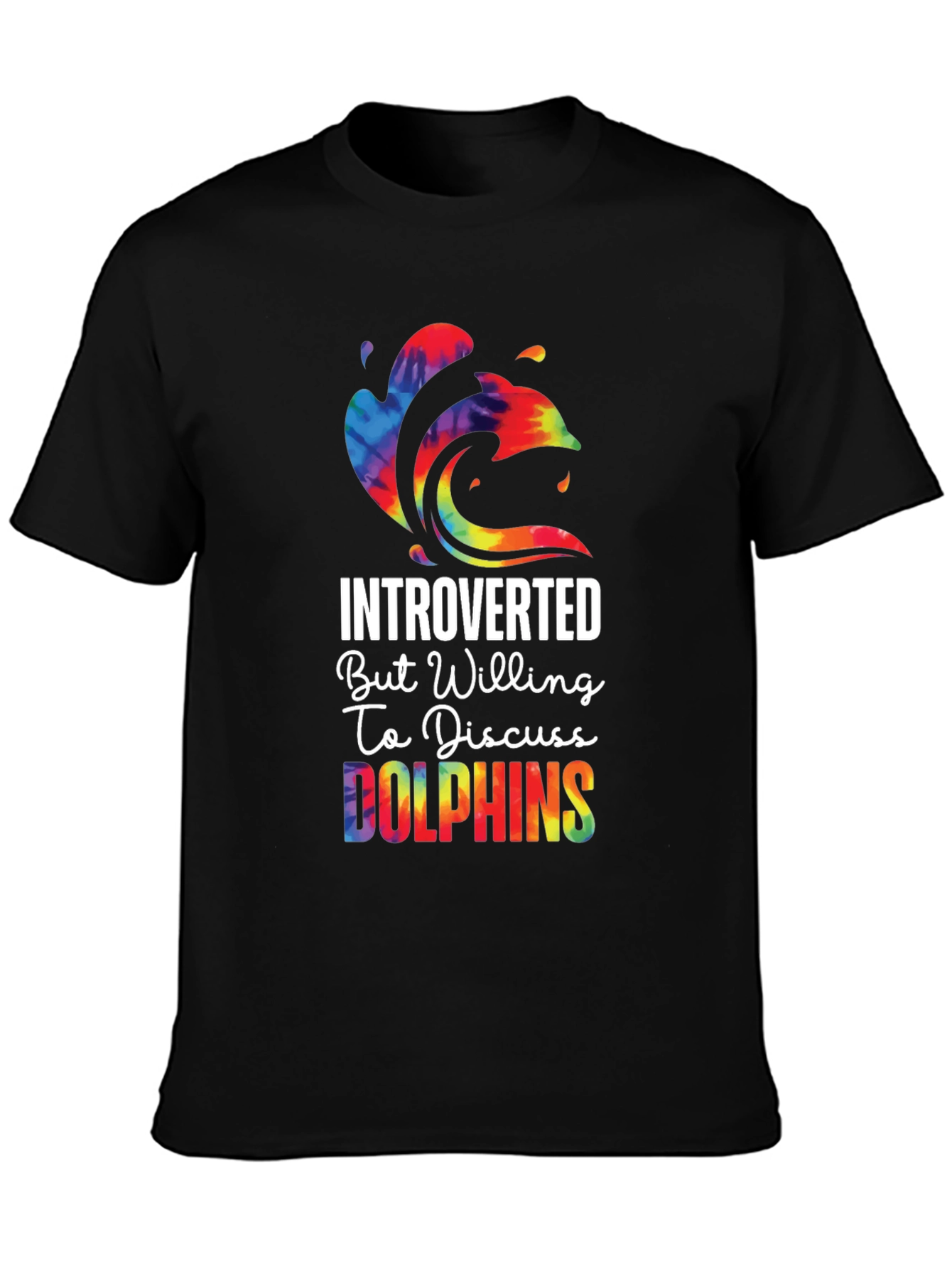 Black Introverted Dolphin Lover Tie-Dye Graphic Tee view 3