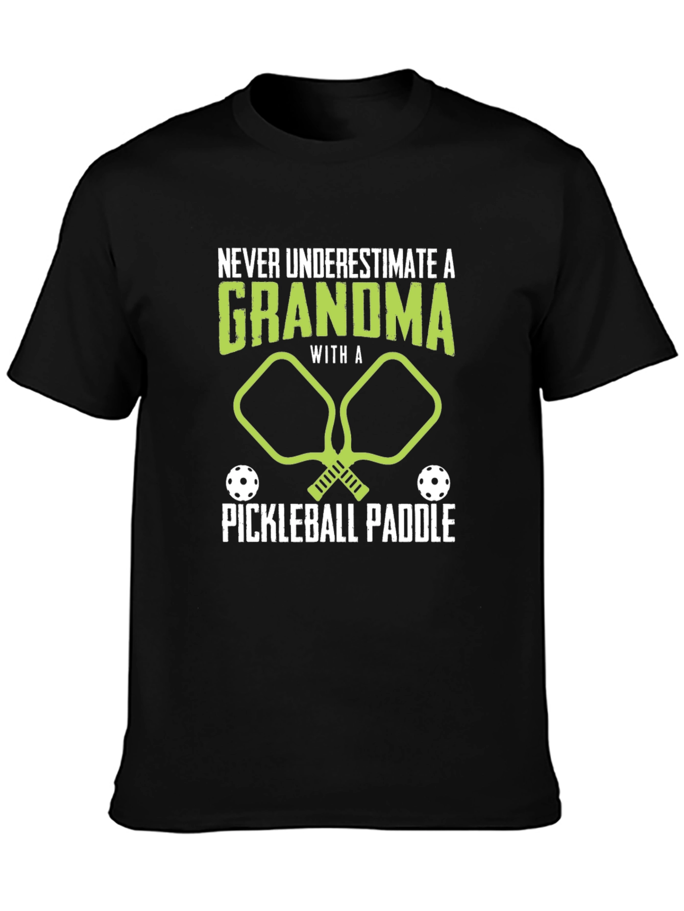 Black Grandma Pickleball Paddle T-Shirt view 3