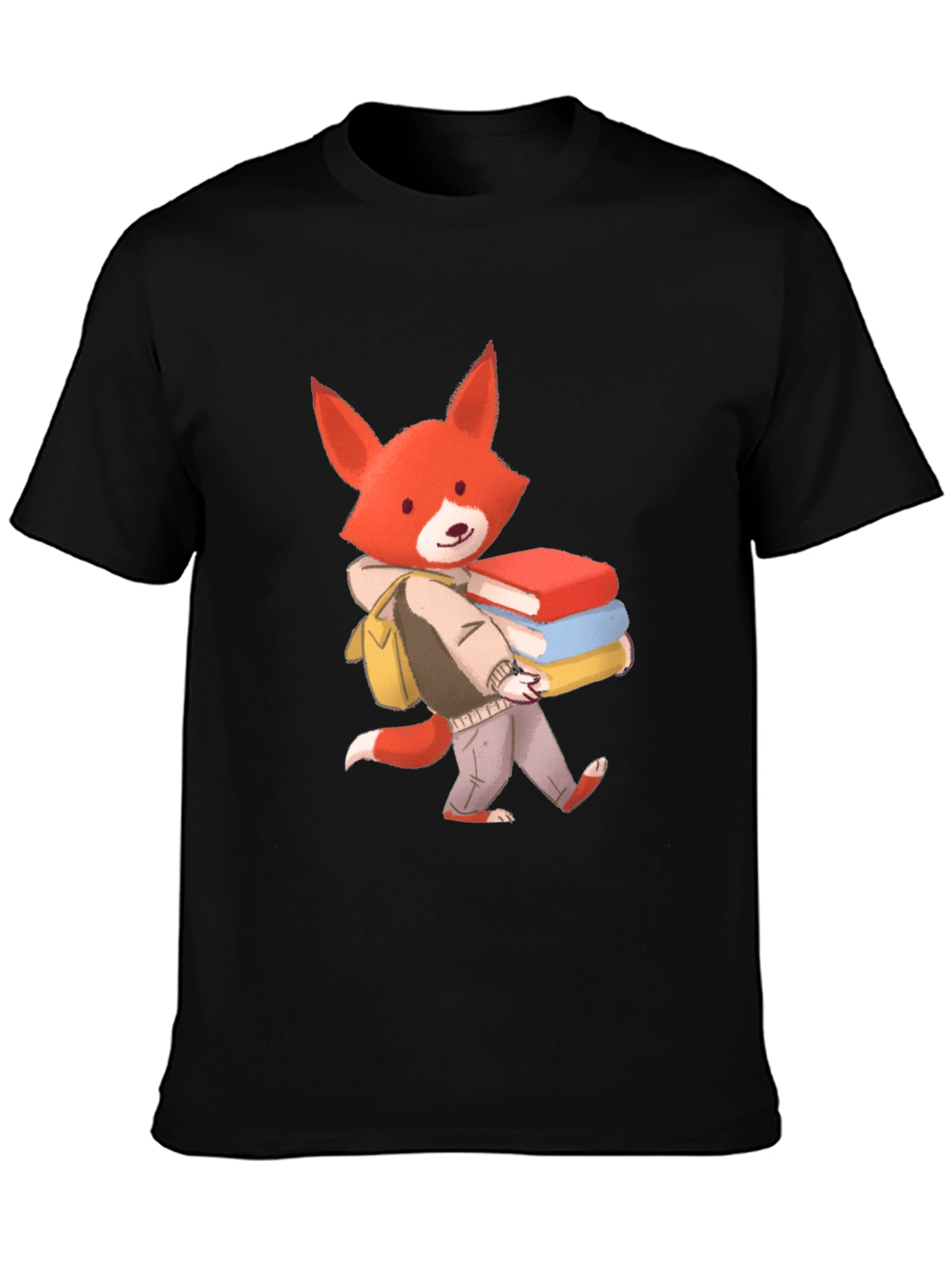 Black Fox with Books Graphic T-Shirt view 3