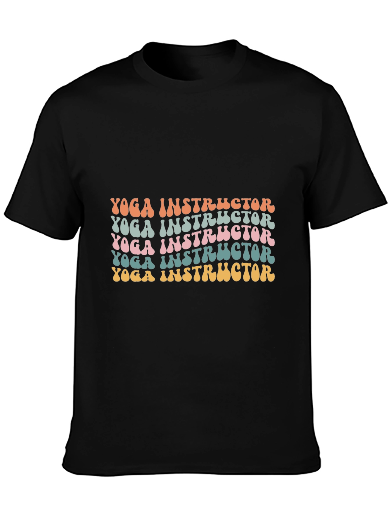 Black Yoga Instructor Retro T-Shirt view 3