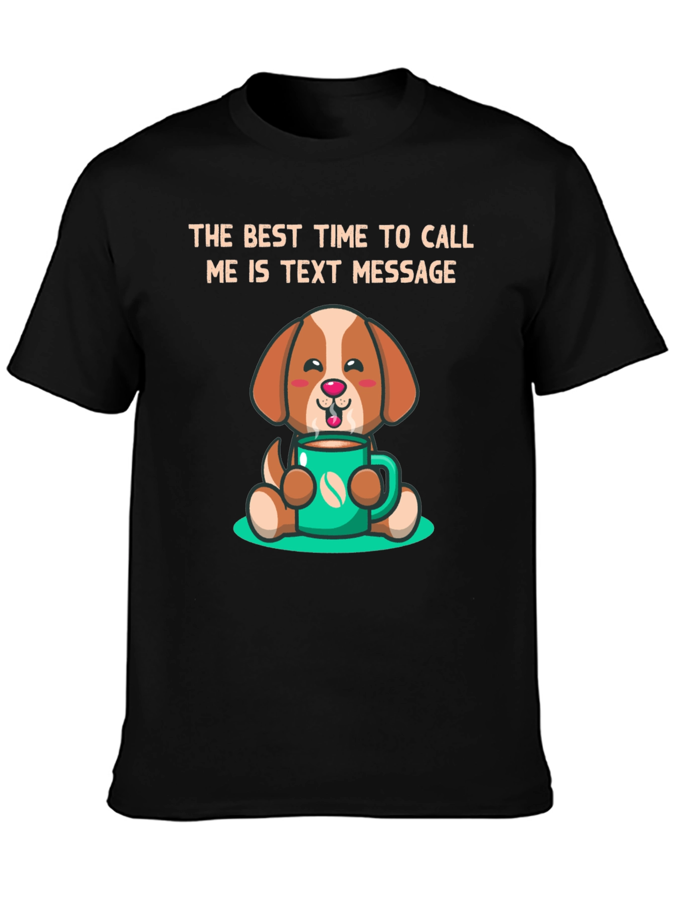 Black Text Message Dog Graphic T-Shirt view 3