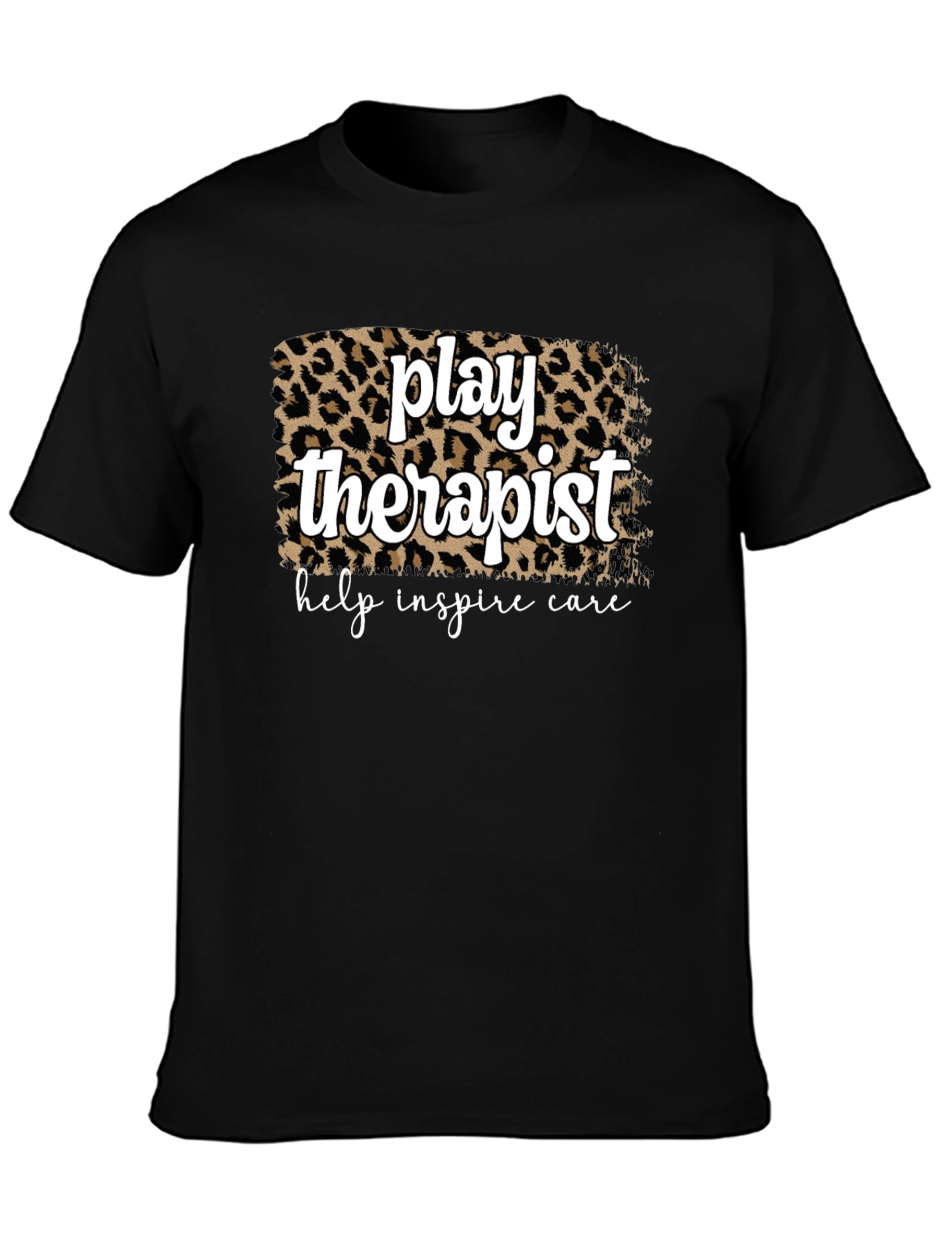 Black Play Therapist Leopard Print Graphic Tee view 3