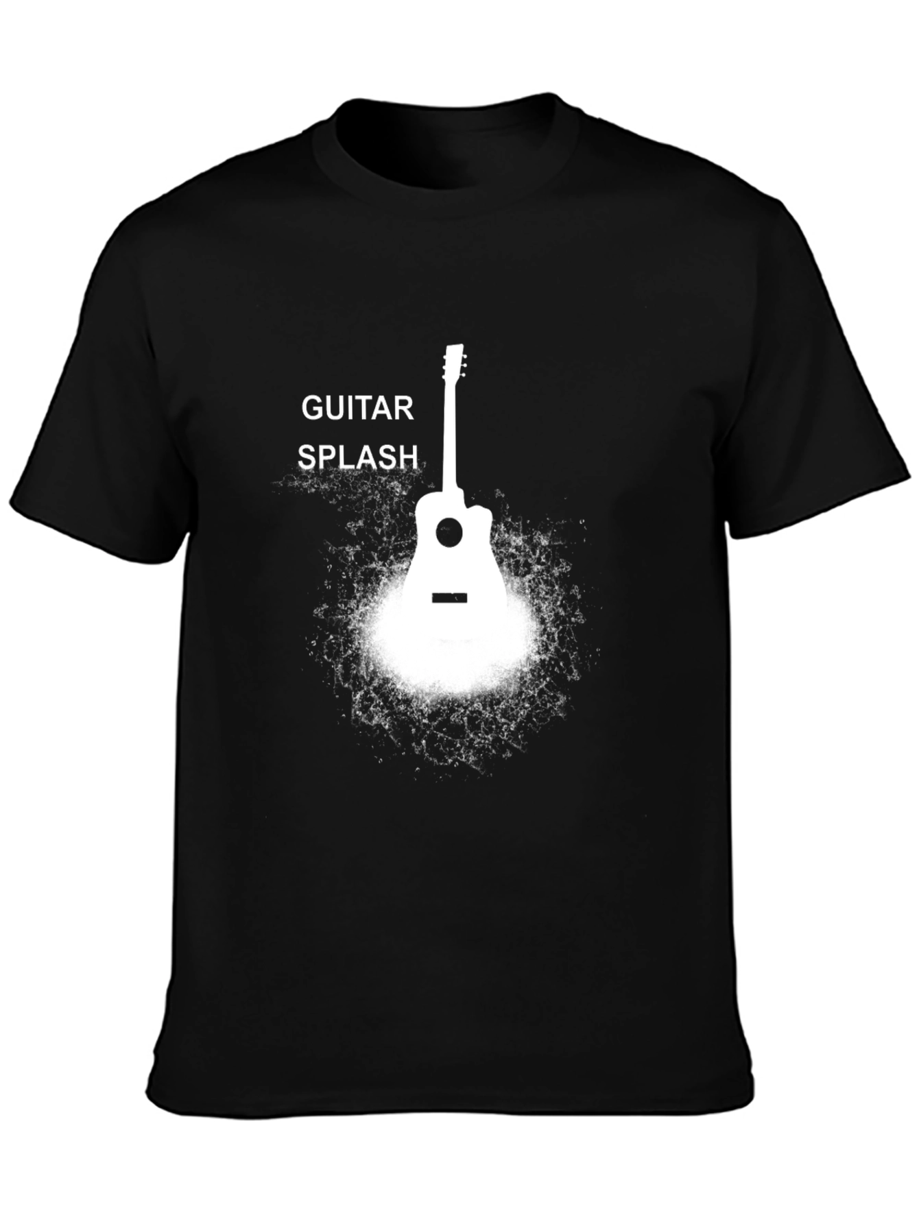 Black Guitar Splash Black T-Shirt view 3