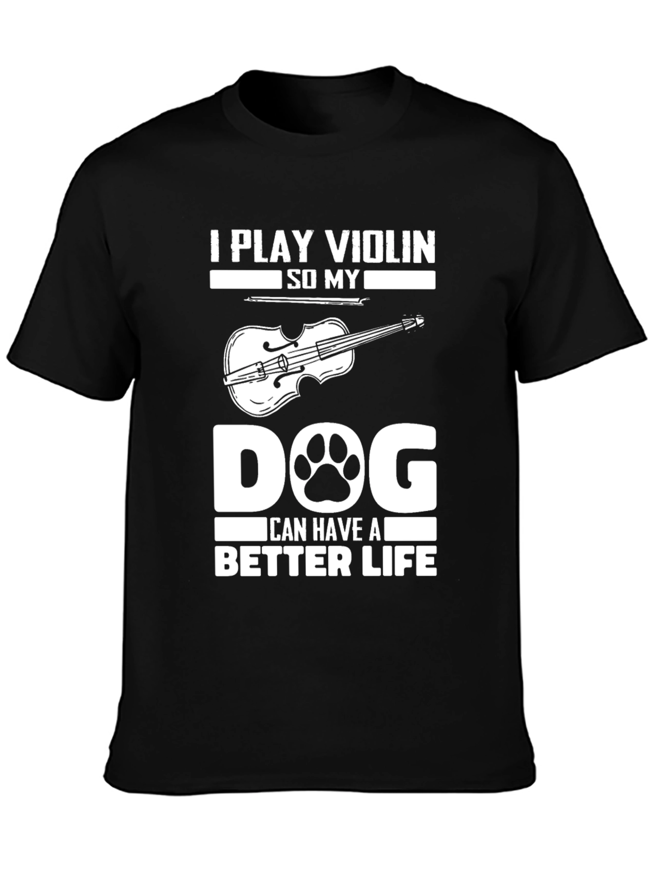 Black Violin Dog Life T-Shirt - Musician Pet Lover Tee view 3