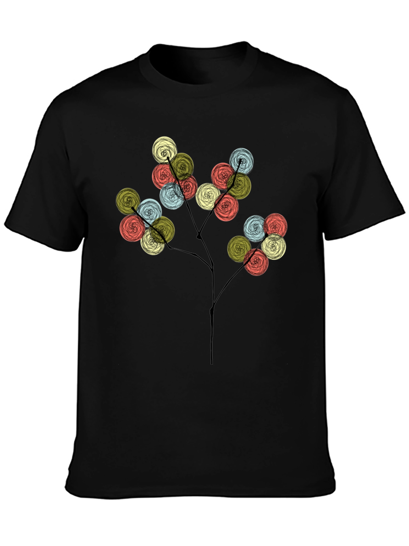 Black Floral Tree Graphic Tee - Stylish Men's Black T-Shirt view 3