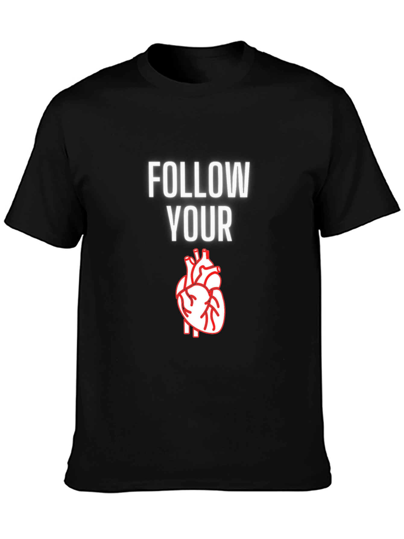 Black Follow Your Heart Graphic T-Shirt - Casual Comfort view 3