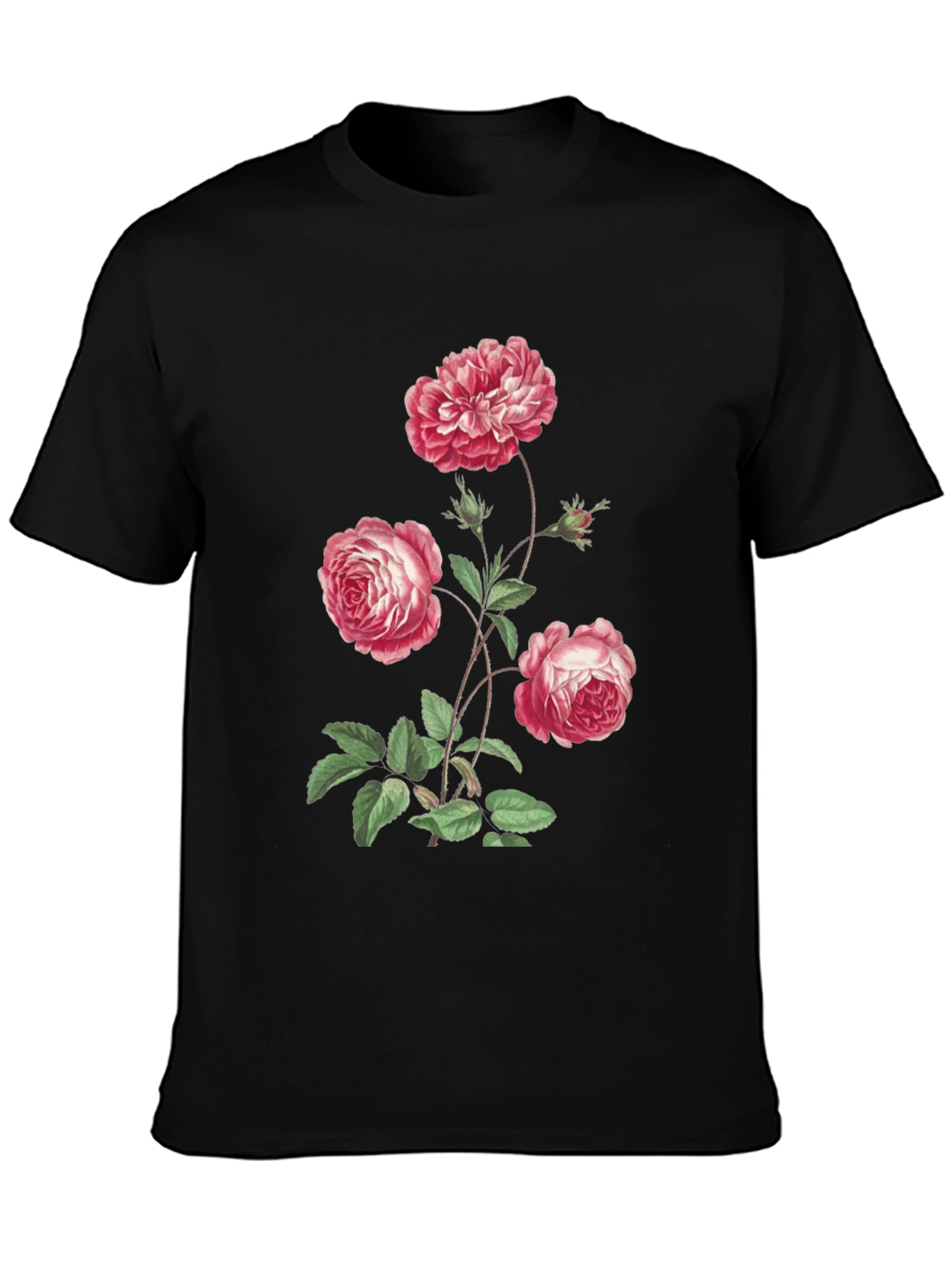 Black Floral Print Black T-Shirt view 3