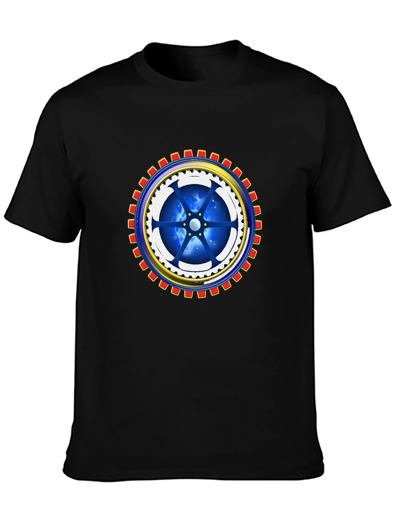Black Cosmic Gear Graphic Tee - Cool Design view 3
