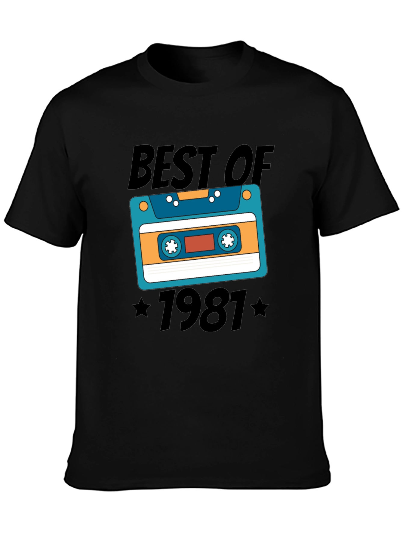 Black Best of 1981 Cassette Tape T-Shirt view 3