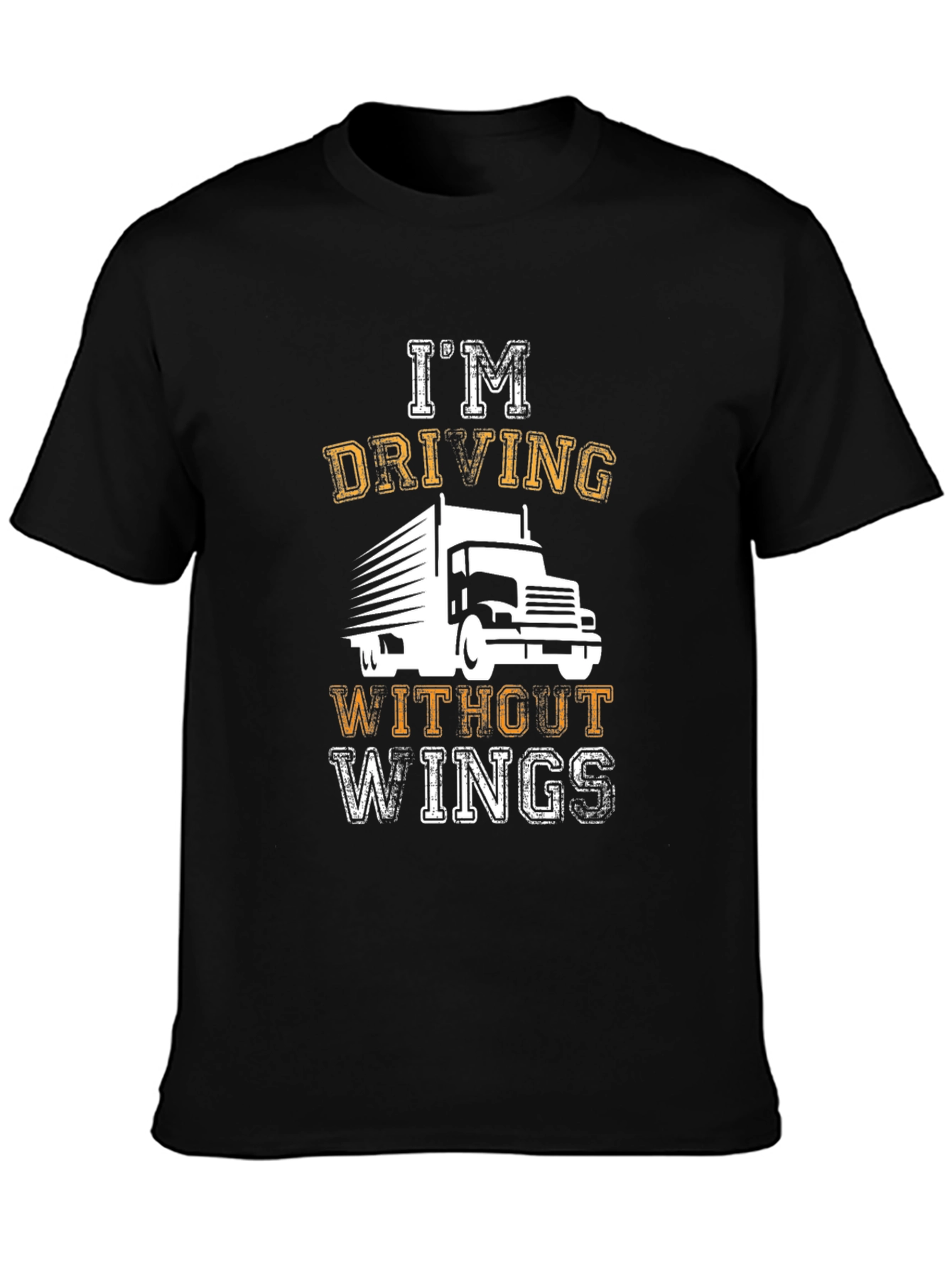 Black I'm Driving Without Wings Black T-Shirt view 3
