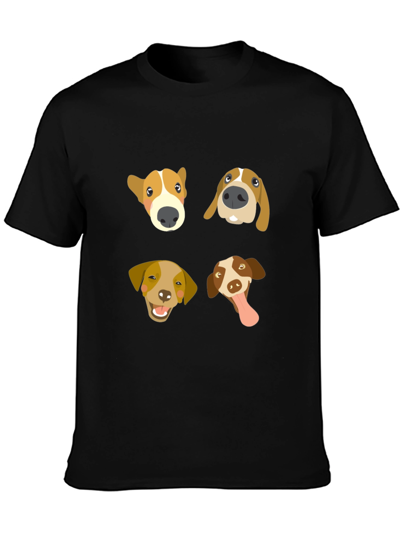 Black Dog Faces Graphic Tee - Cute Canine T-Shirt view 3