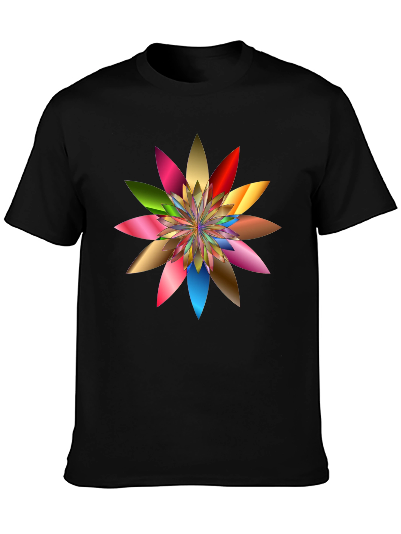 Black Vibrant Floral Graphic Print Black T-Shirt view 3