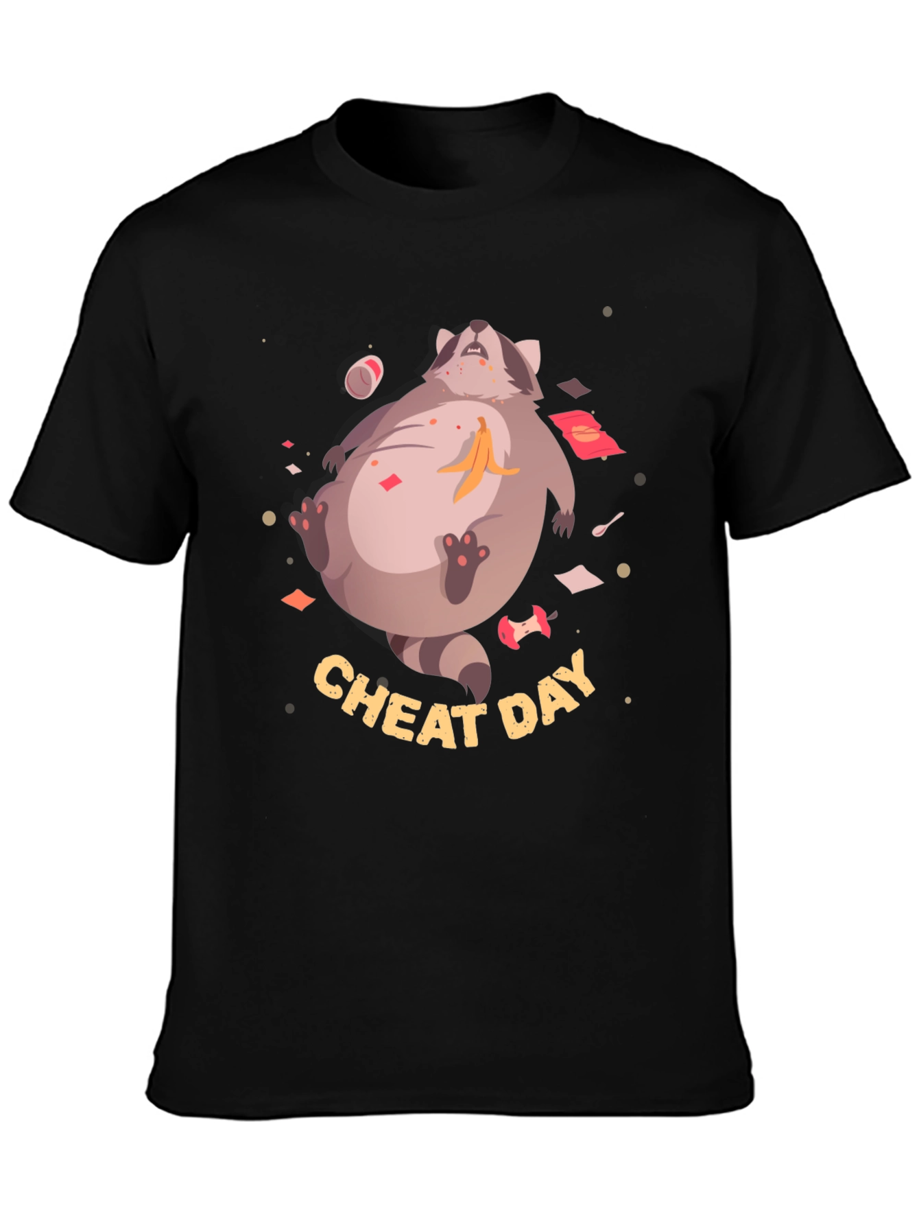 Black Cheat Day Racoon Graphic Tee view 3